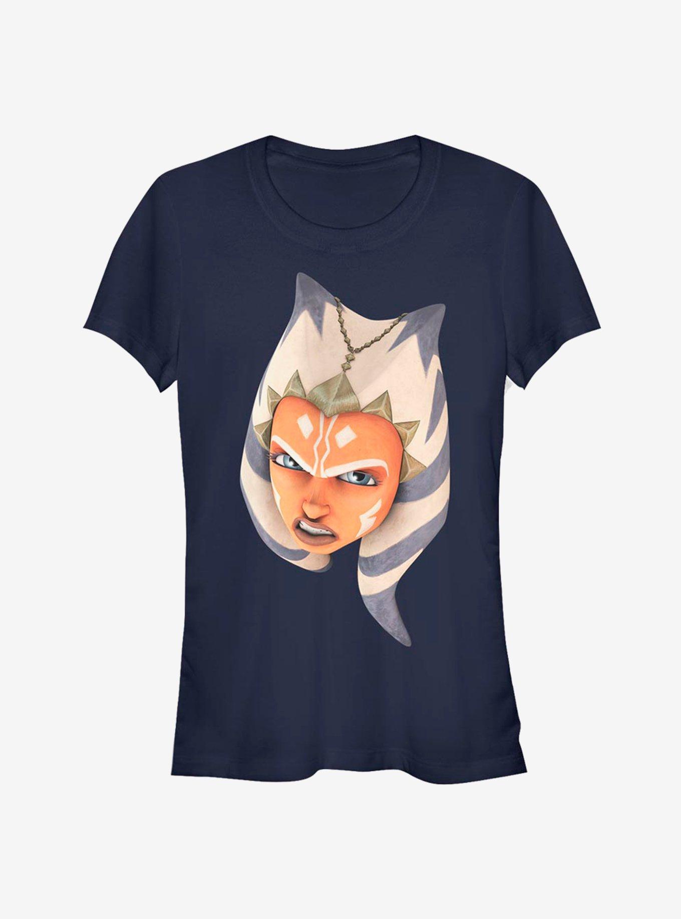 Star Wars The Clone Wars Ahsoka Face Girls T-Shirt, NAVY, hi-res