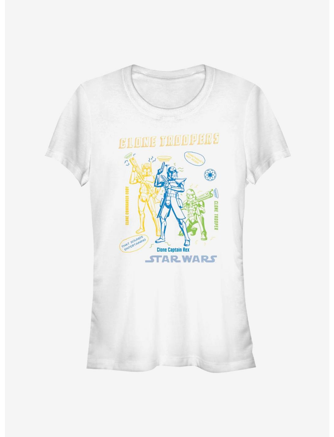 Star Wars The Clone Wars Doodle Trooper Girls T-Shirt, WHITE, hi-res