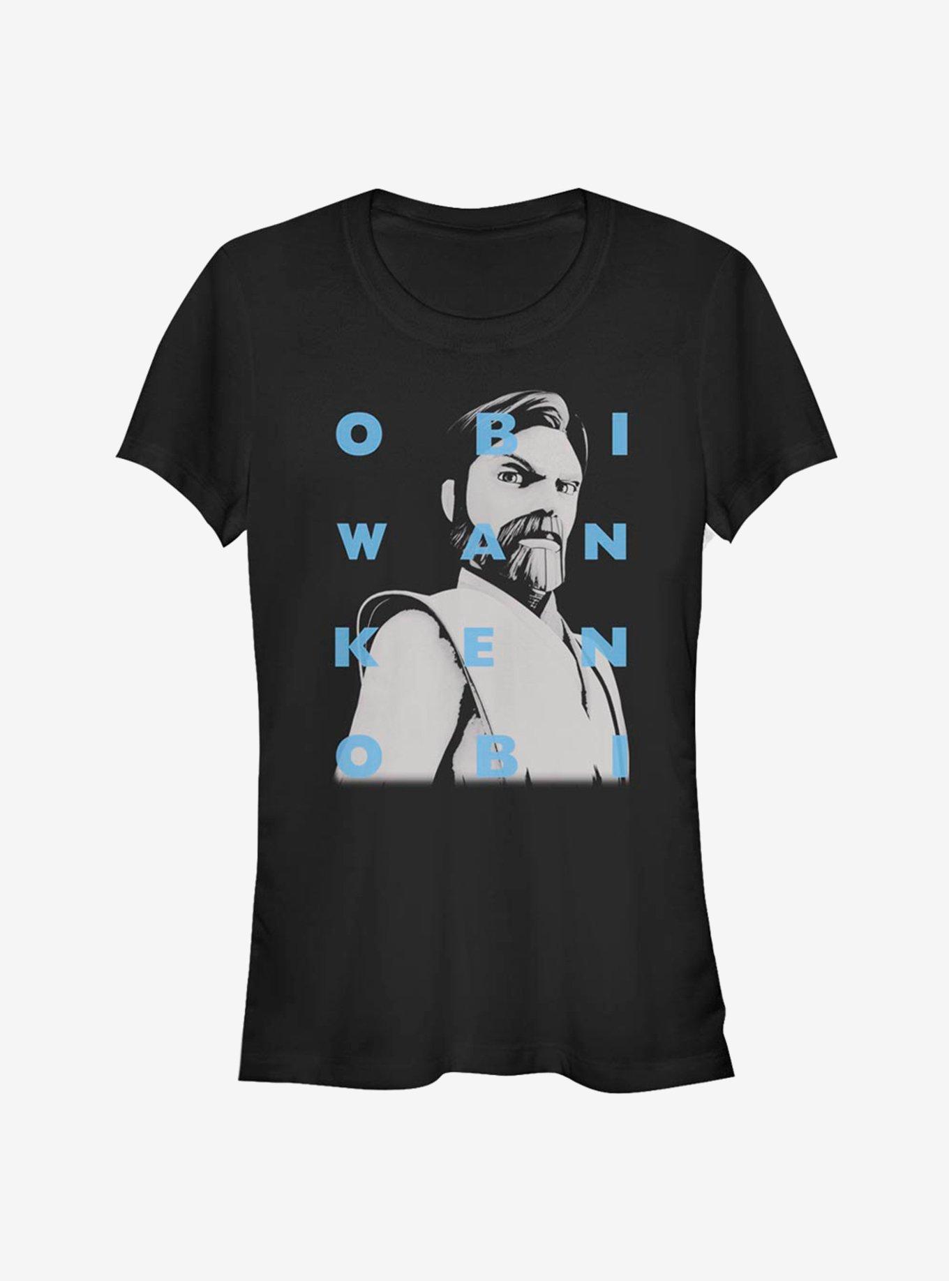 Star Wars The Clone Wars Obi-Wan Text Girls T-Shirt, BLACK, hi-res