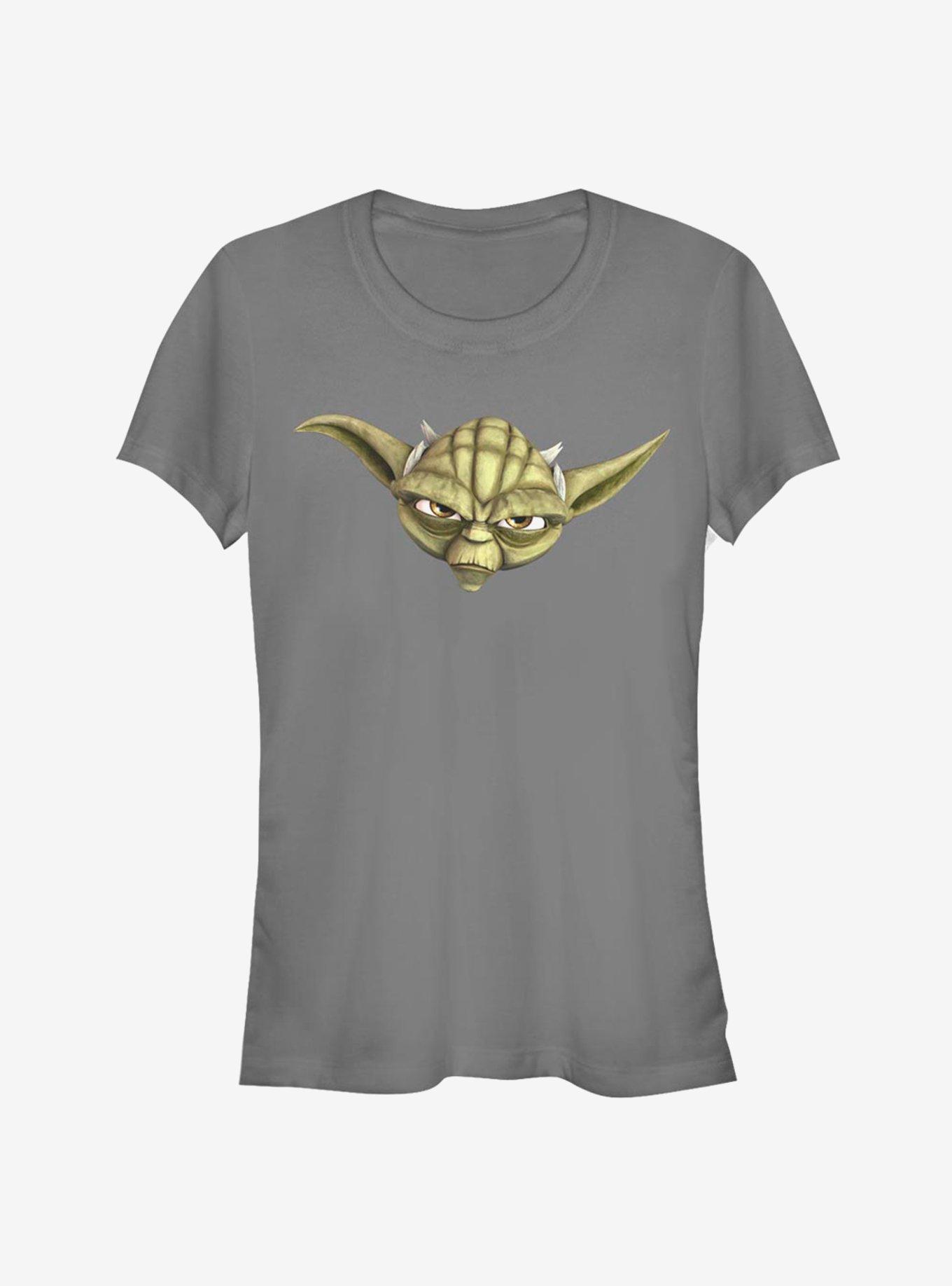 Star Wars The Clone Wars Yoda Face Girls T-Shirt, CHARCOAL, hi-res