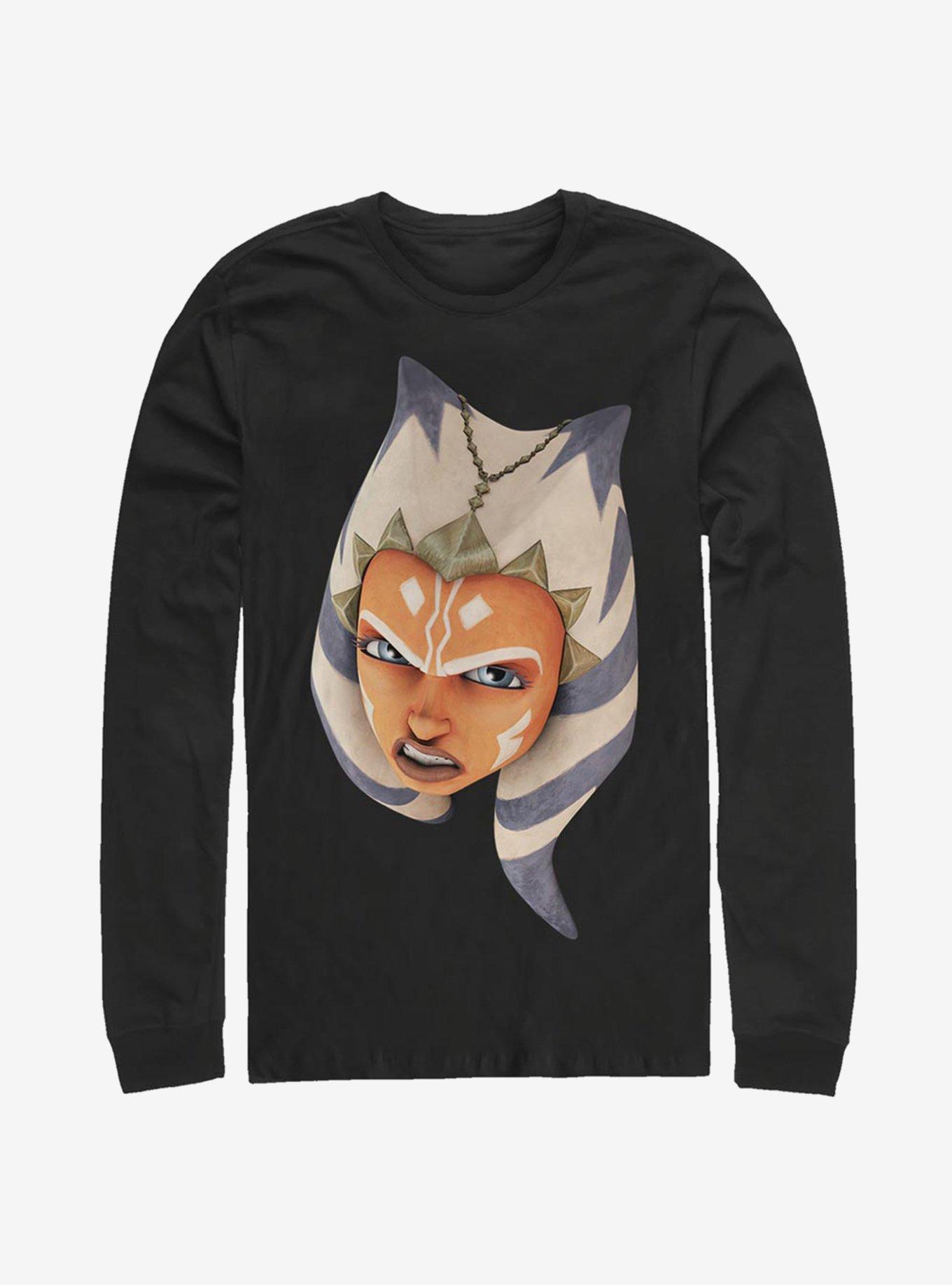 Star Wars The Clone Wars Ahsoka Face Long-Sleeve T-Shirt, BLACK, hi-res