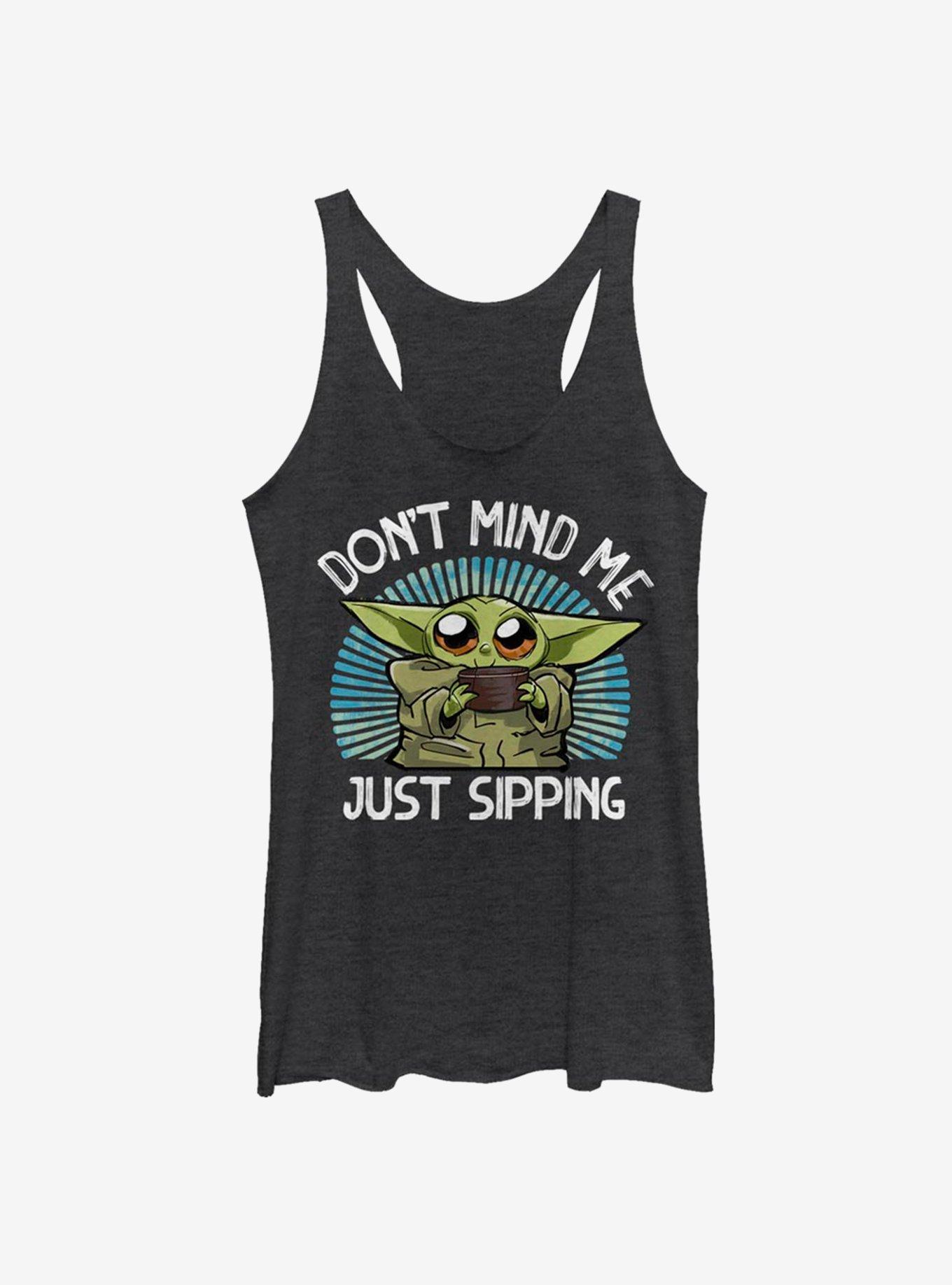 Star Wars The Mandalorian The Child Just Sipping Girls Tank, BLK HTR, hi-res