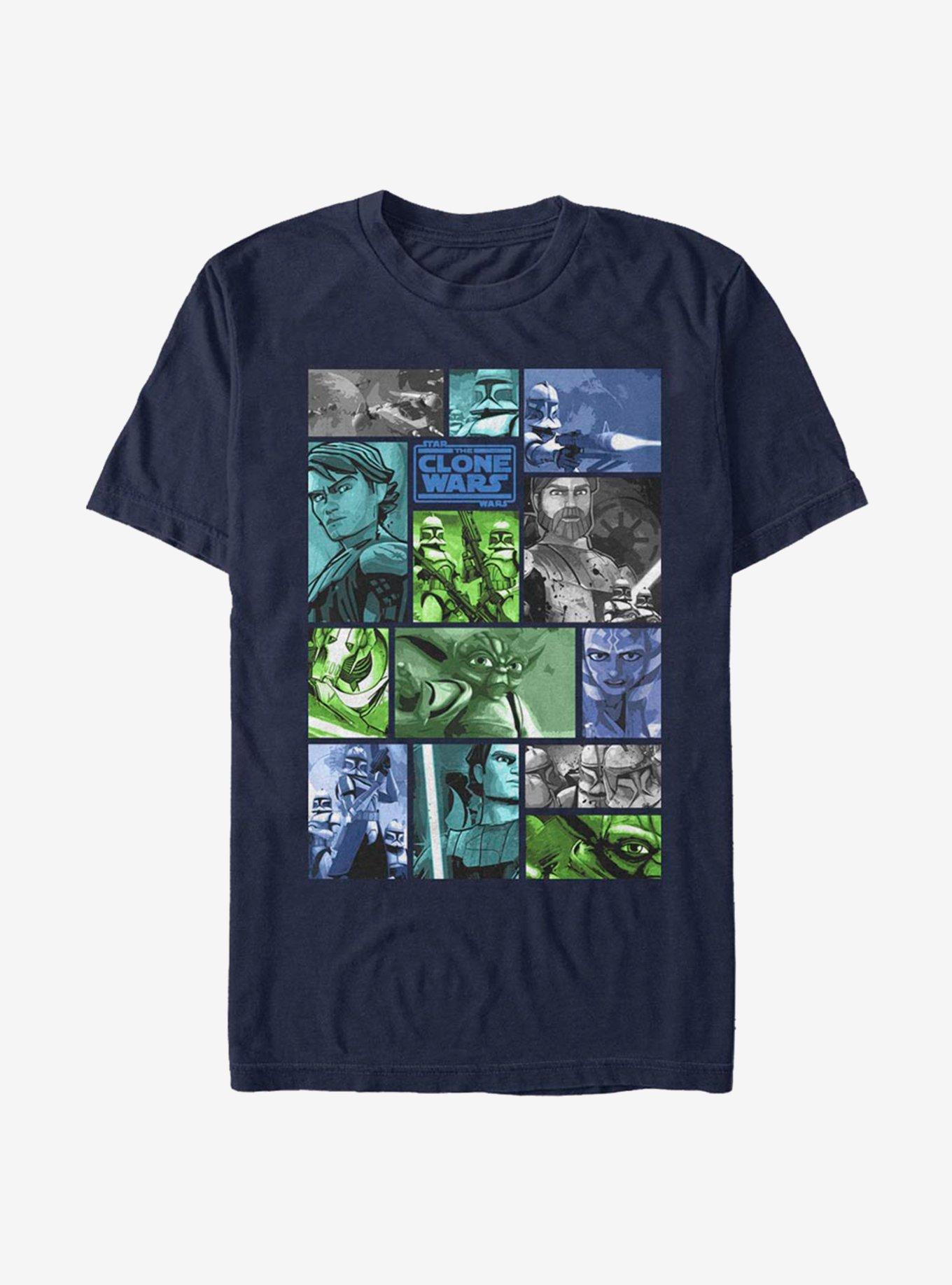 Star Wars The Clone Wars Story Squares T-Shirt, NAVY, hi-res
