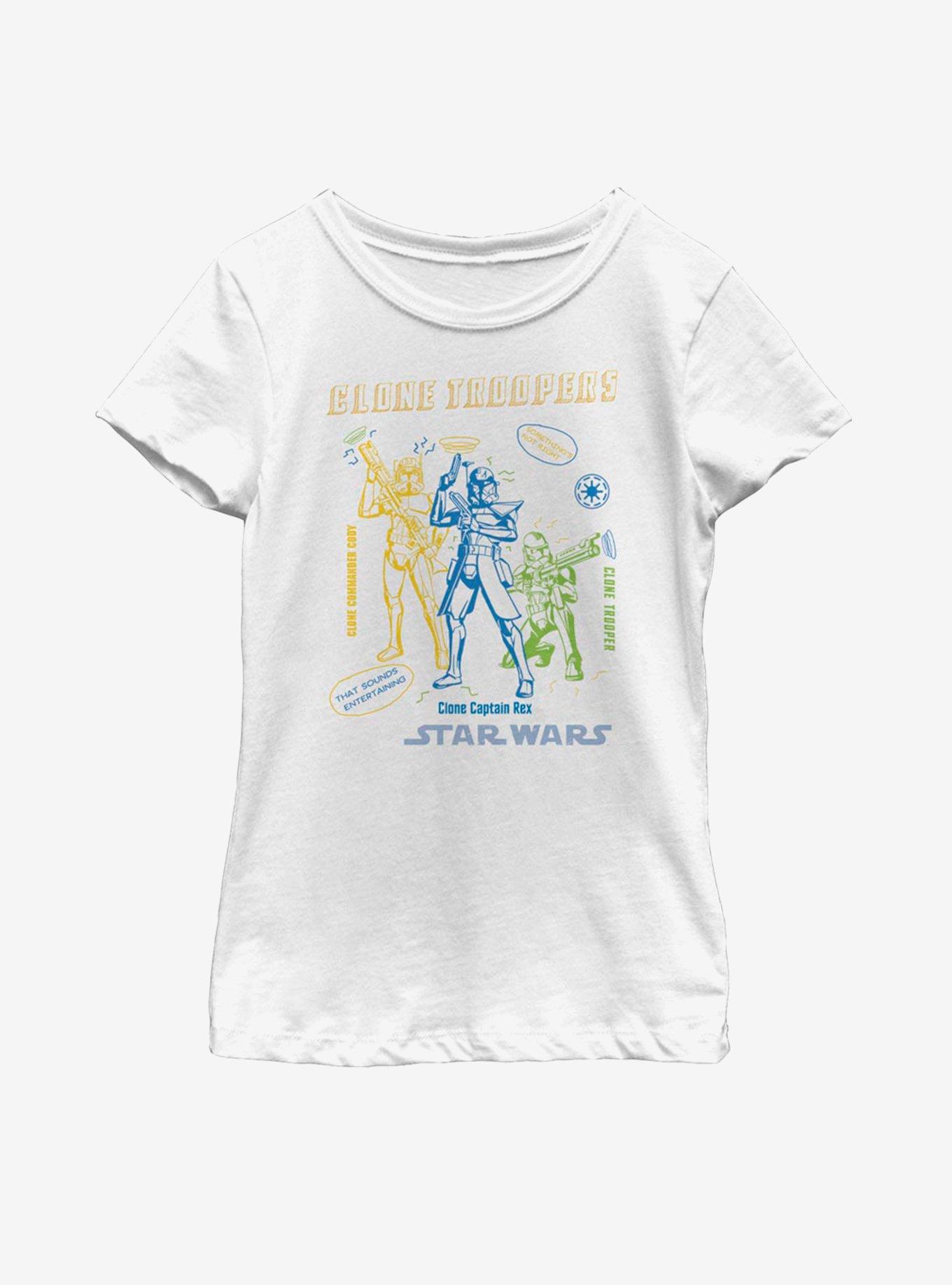 Star Wars: The Clone Wars Doodle Trooper Youth Girls T-Shirt, WHITE, hi-res