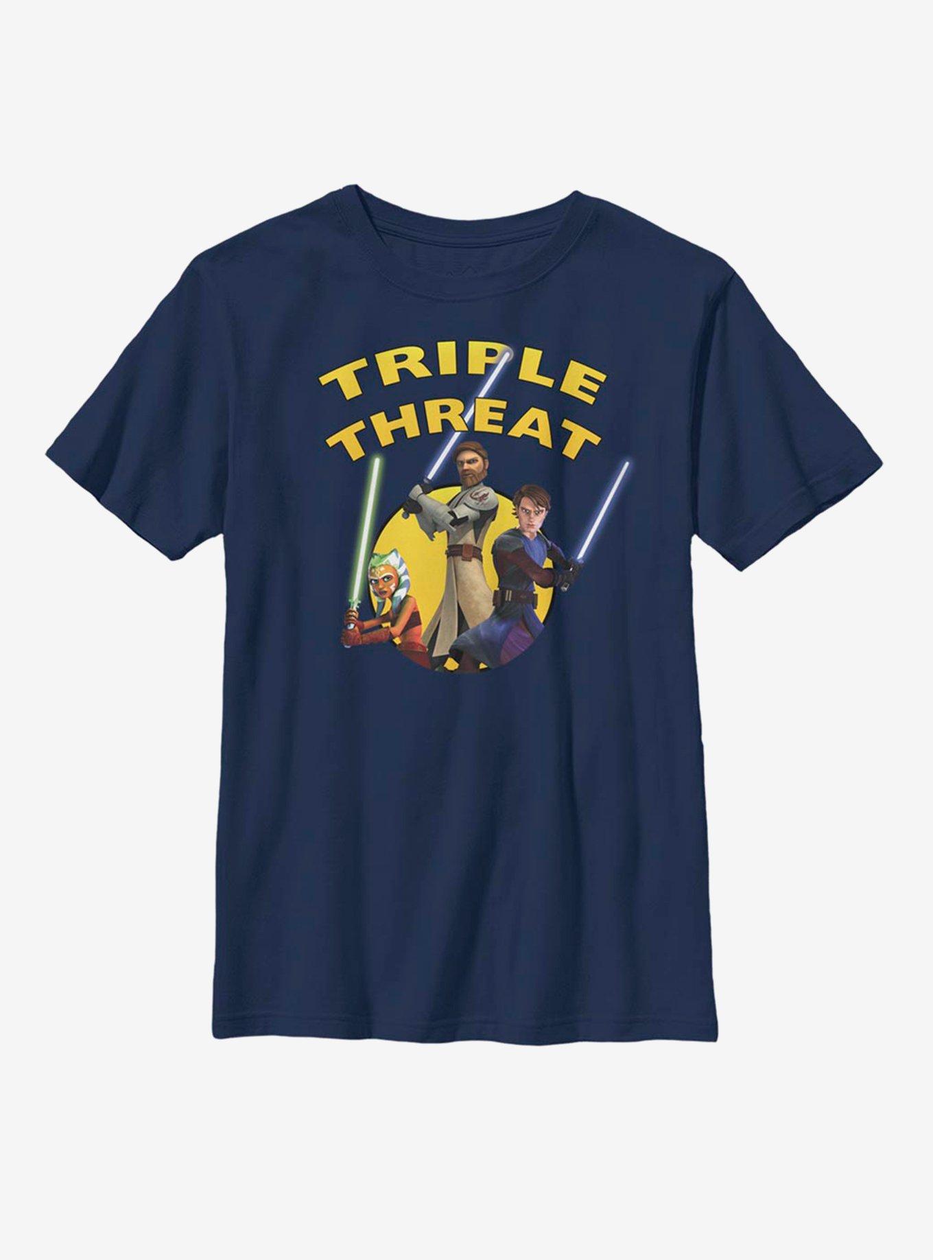 Star Wars: The Clone Wars Triple Threat Youth T-Shirt, NAVY, hi-res