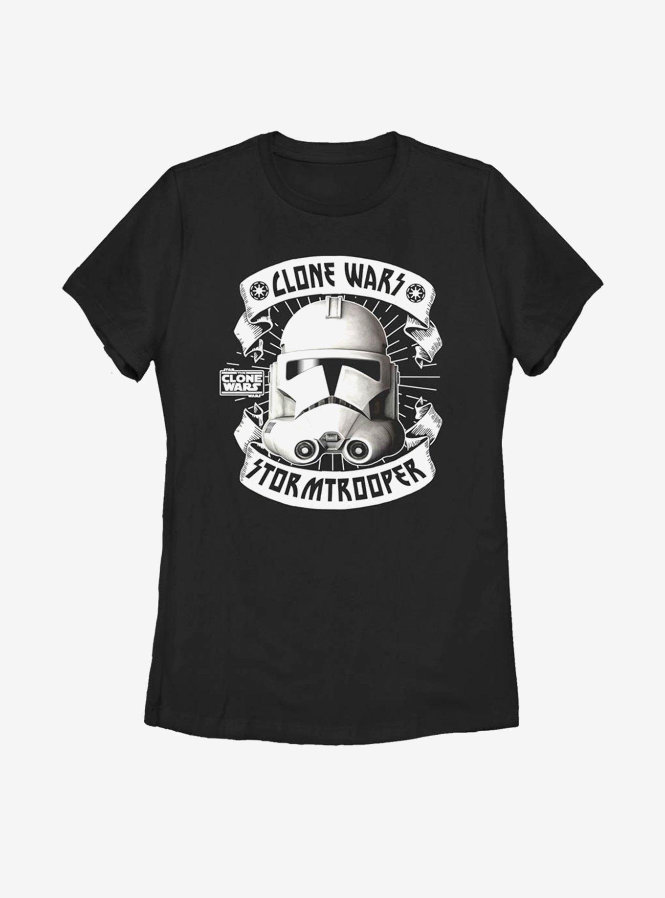 Star Wars: The Clone Wars Banner Trooper Womens T-Shirt, BLACK, hi-res