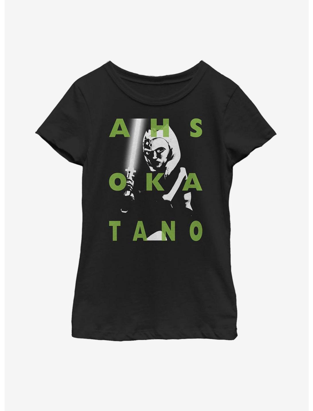 Star Wars: The Clone Wars Ahsoka Text Youth Girls T-Shirt, BLACK, hi-res
