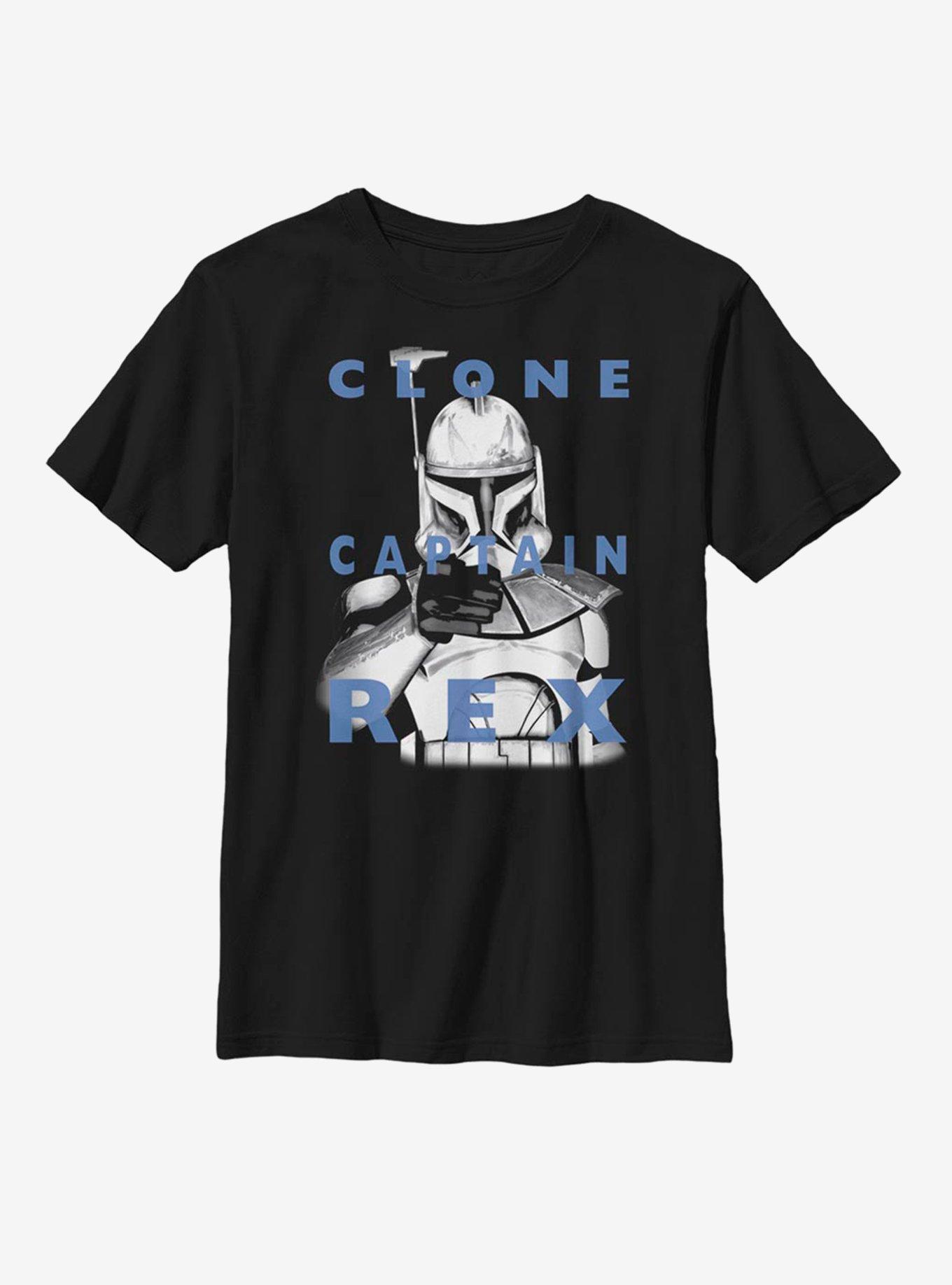 Star Wars: The Clone Wars Clone Captain Rex Text Youth T-Shirt, BLACK, hi-res