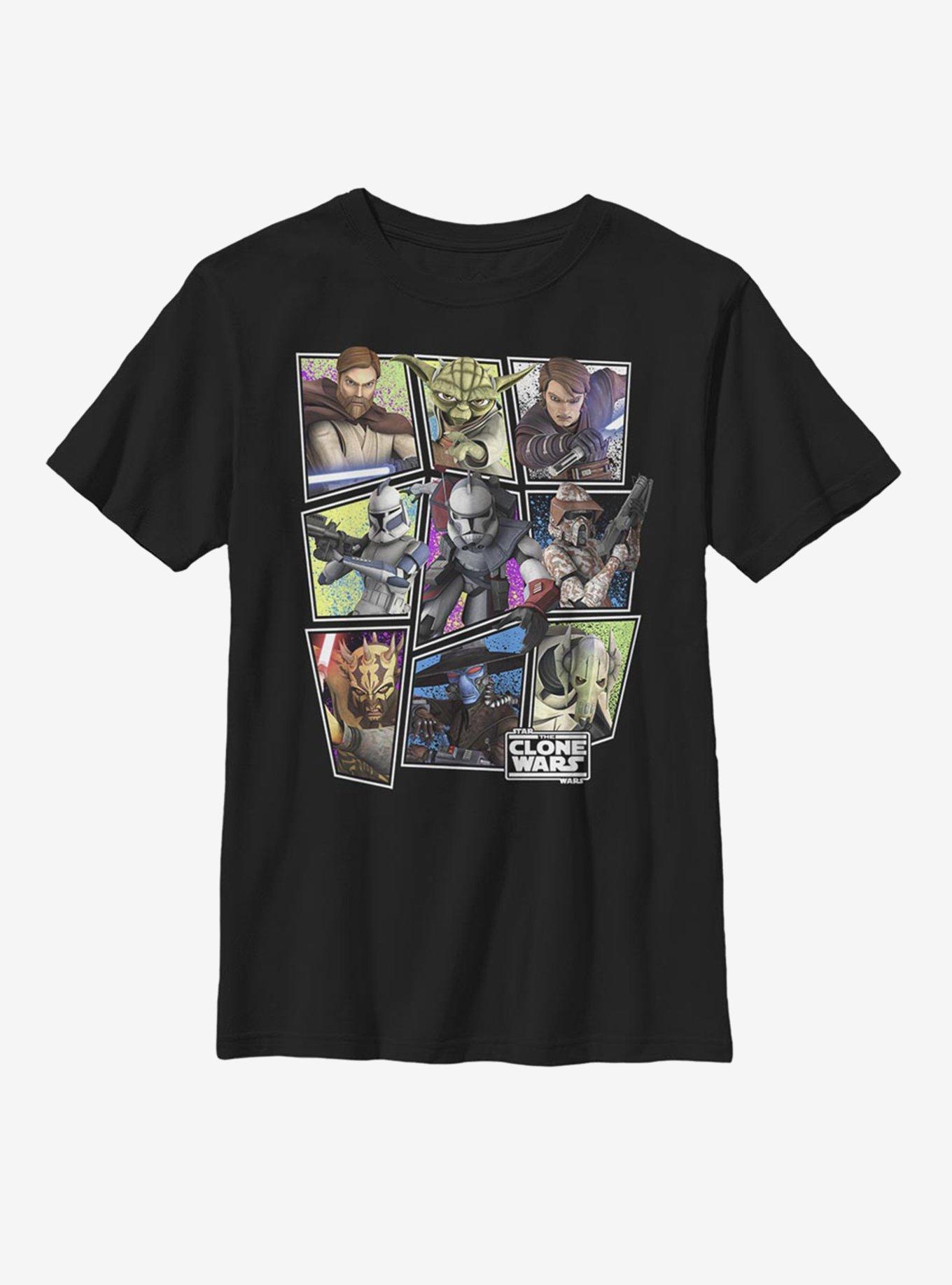 Star Wars: The Clone Wars Scattered Group Youth T-Shirt, BLACK, hi-res