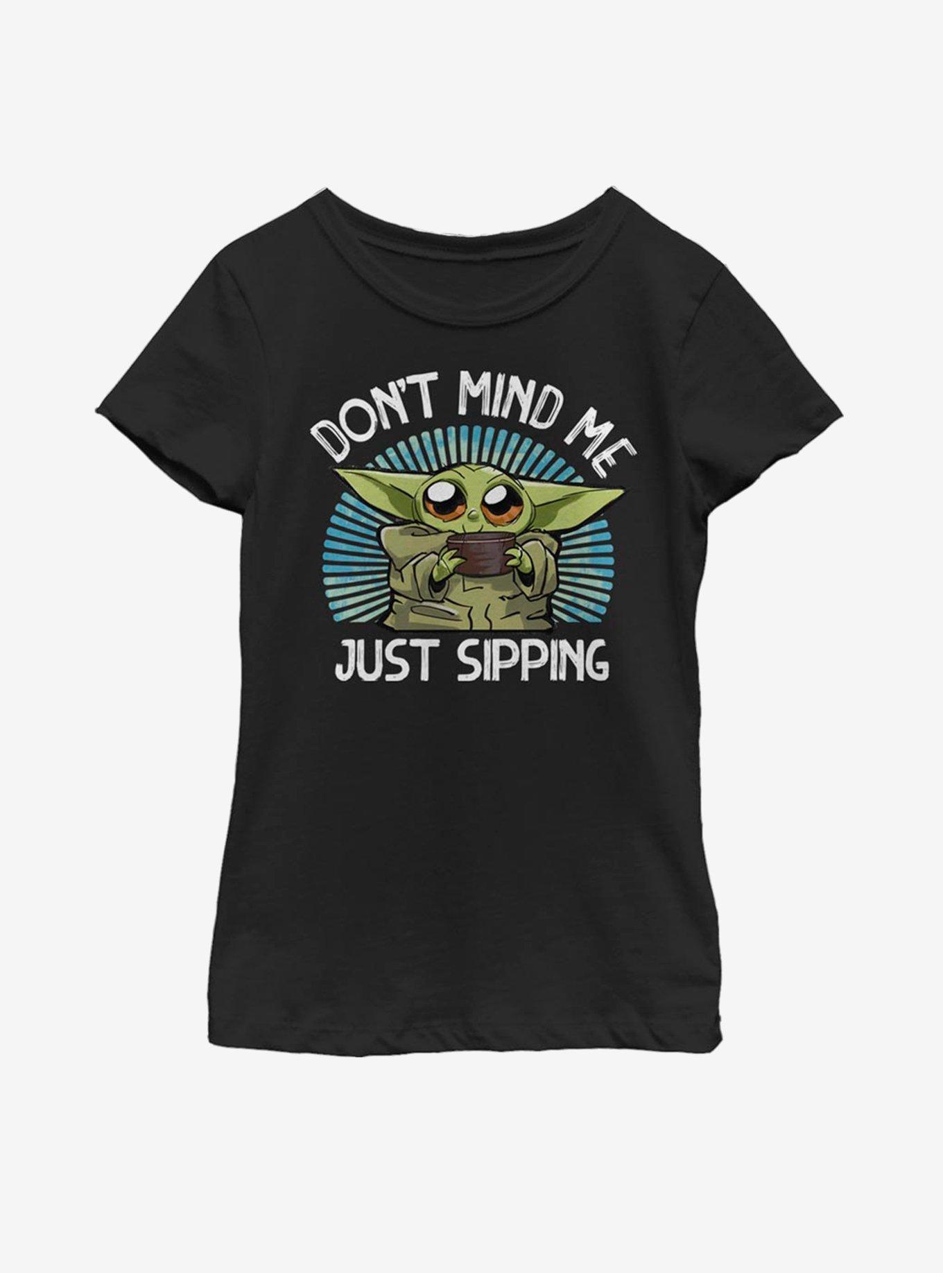Star Wars The Mandalorian The Child Just Sipping Youth Girls T-Shirt, BLACK, hi-res