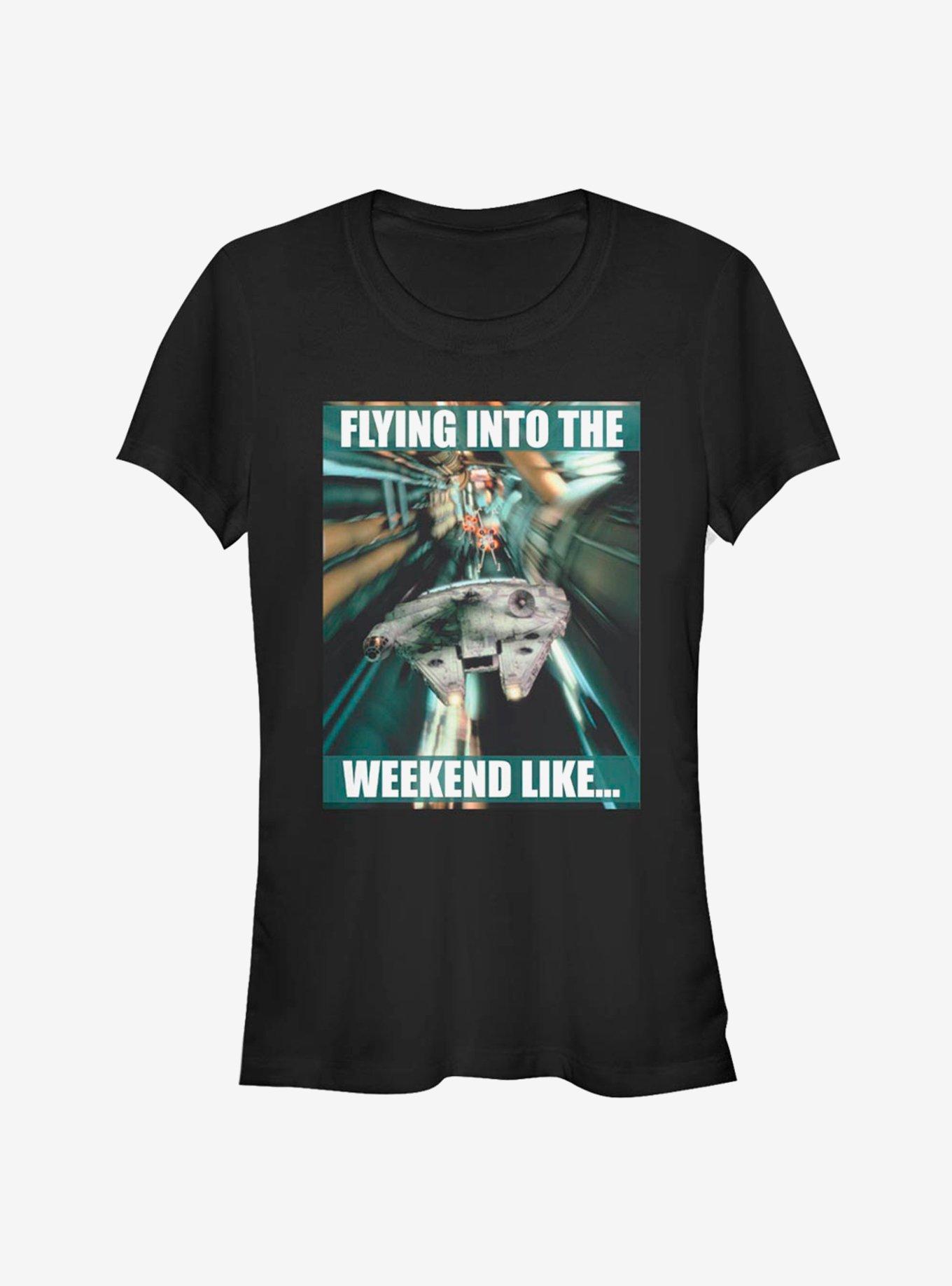 Star Wars Flying Into The Weekend Girls T-Shirt