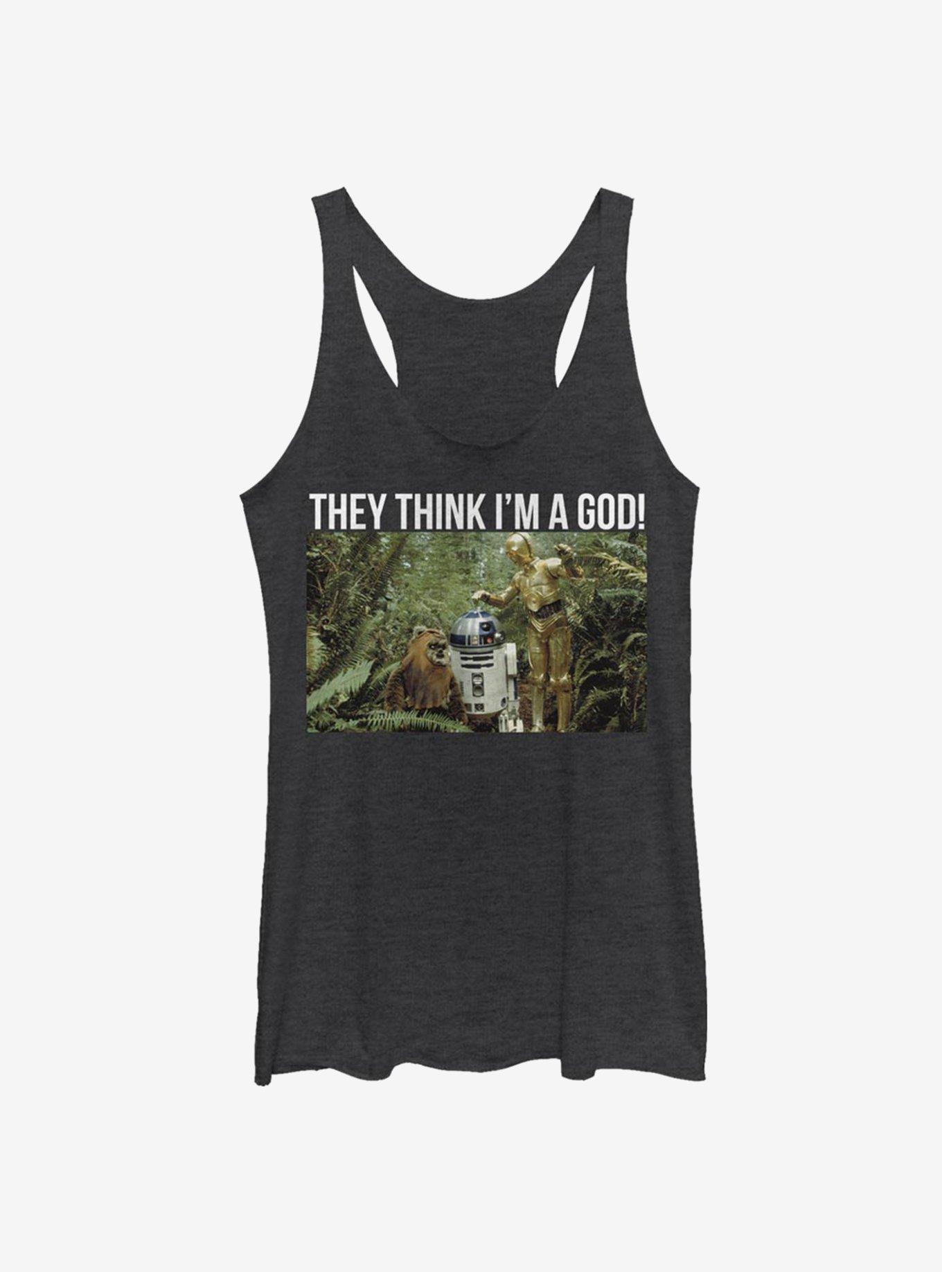 Star Wars C3Po God Girls Tank, BLK HTR, hi-res