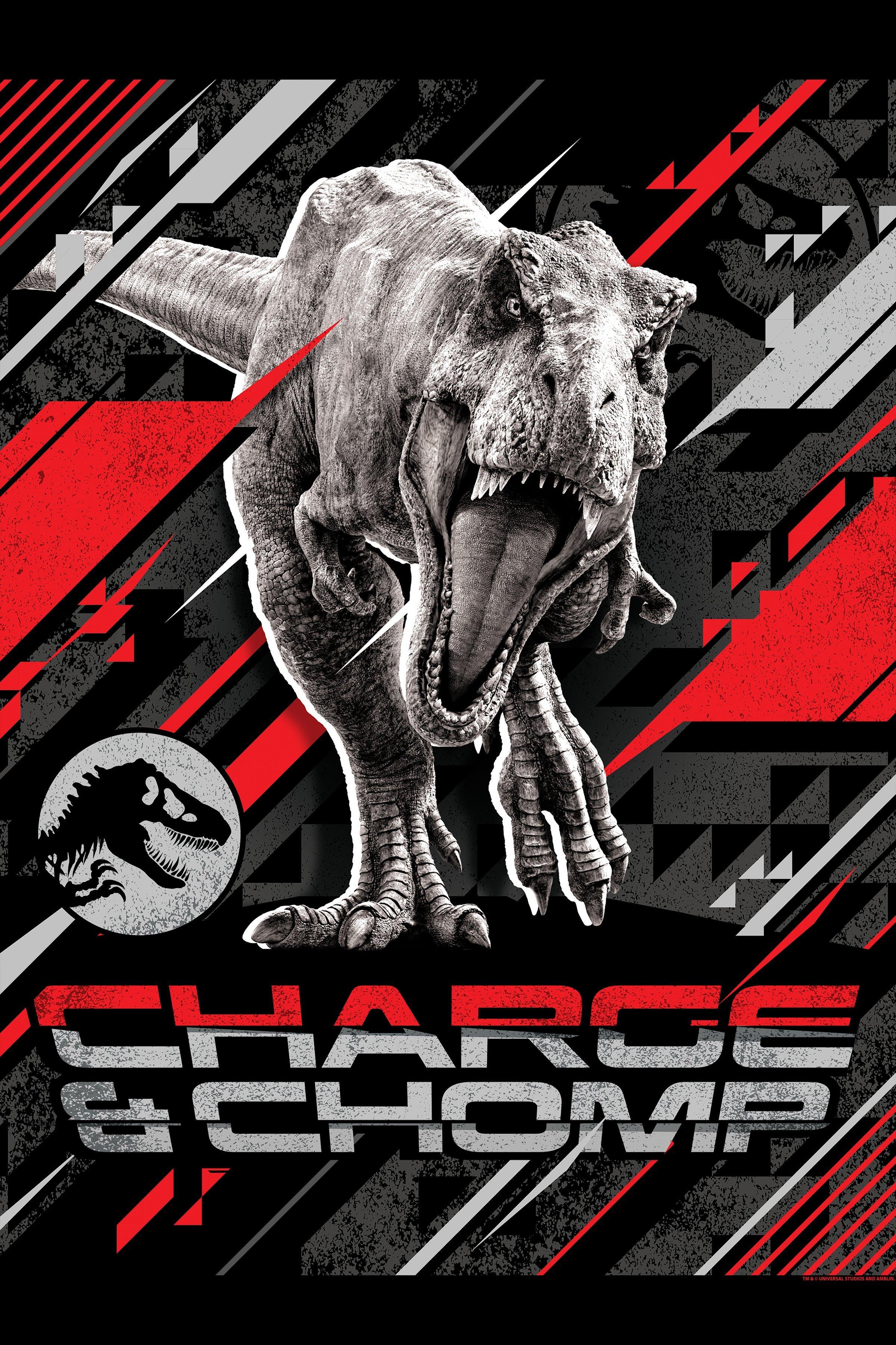 JURASSIC WORLD CHARGE AND CHOMP POSTER, WHITE, hi-res