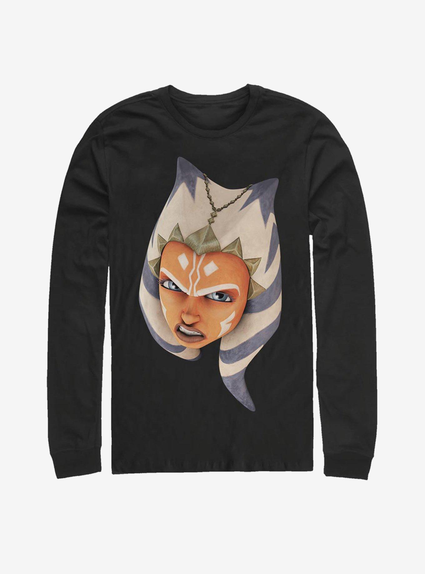 Star Wars: The Clone Wars Ahsoka Face Long-Sleeve T-Shirt, BLACK, hi-res