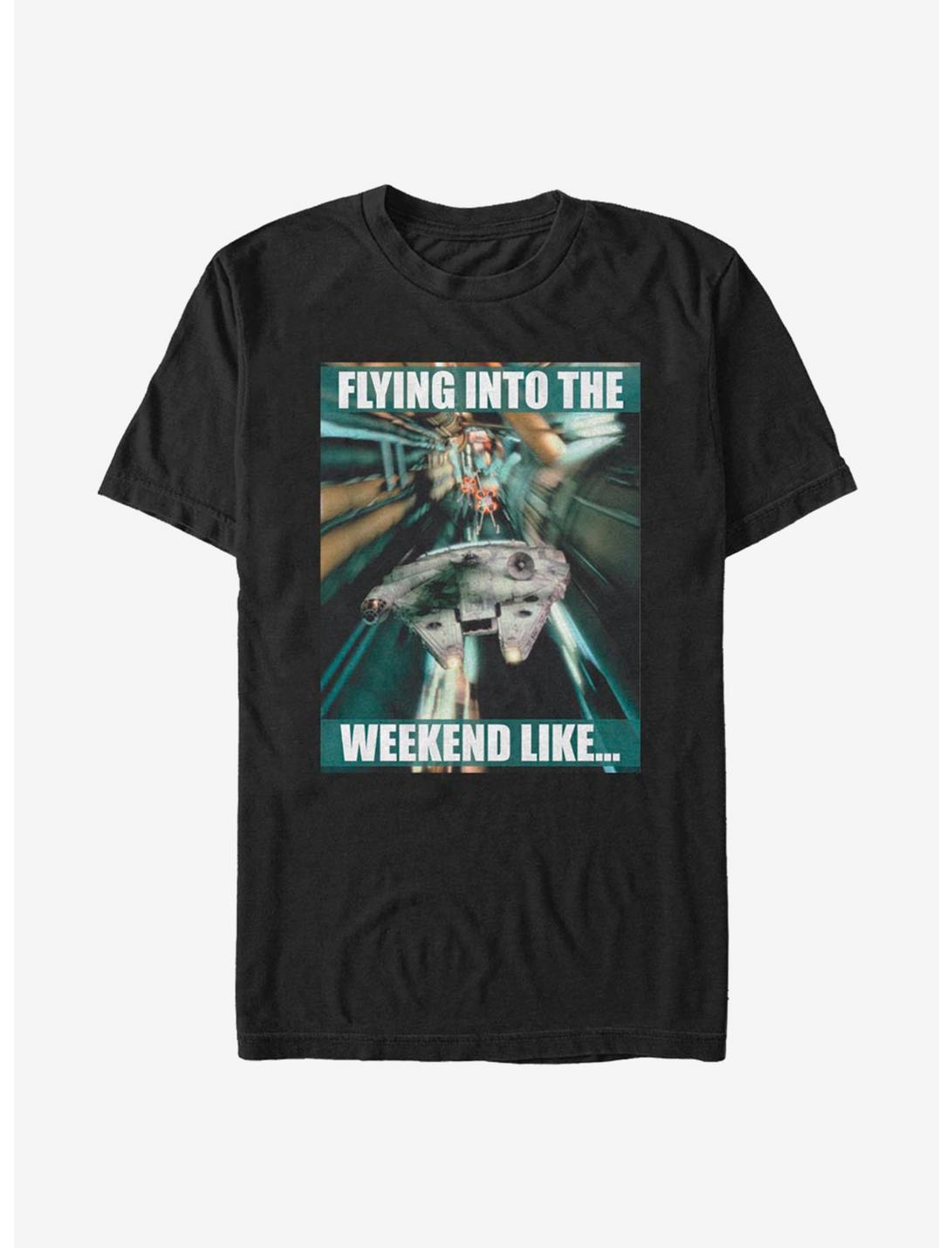 Star Wars Flying Into The Weekend T-Shirt, BLACK, hi-res