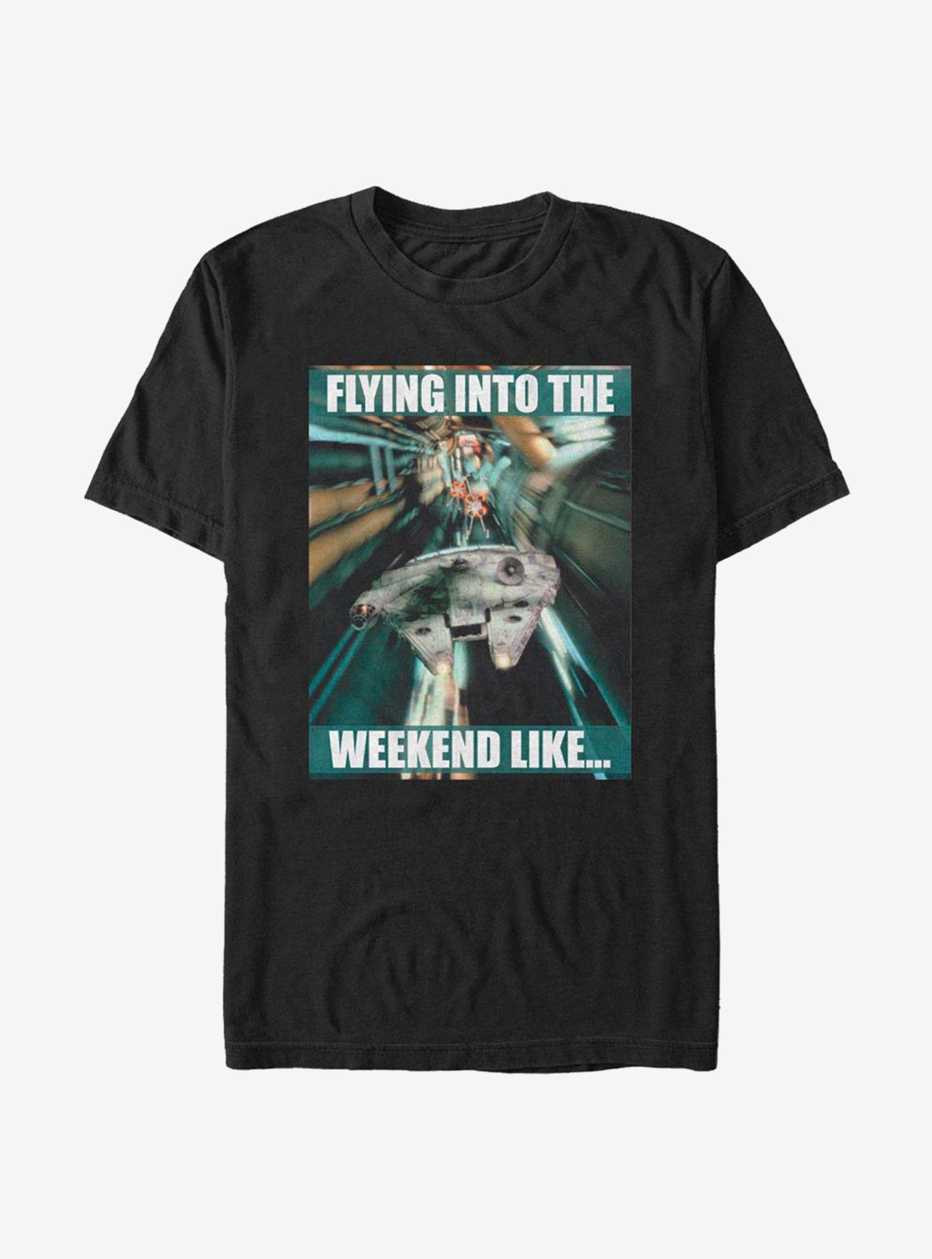 Star Wars Flying Into The Weekend T-Shirt, BLACK, hi-res