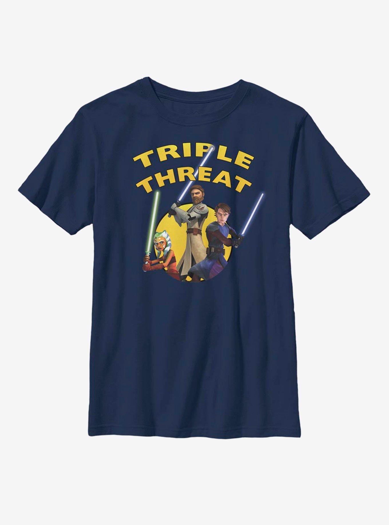 Star Wars: The Clone Wars Triple Threat Youth T-Shirt, NAVY, hi-res