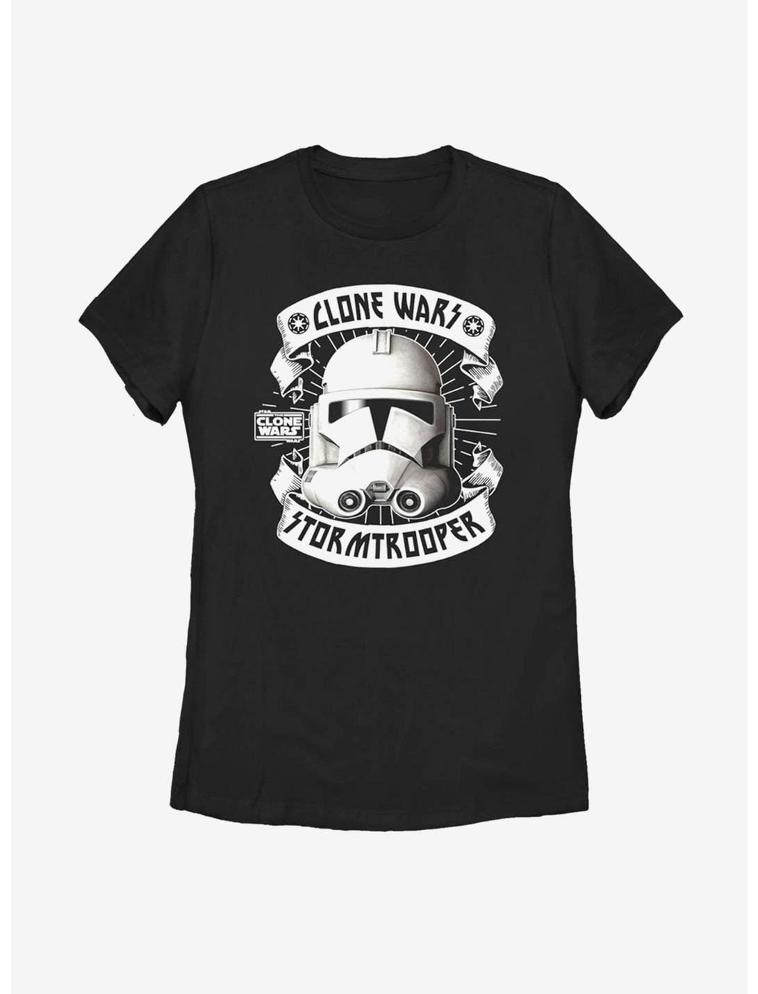 Plus Size Star Wars: The Clone Wars Banner Trooper Womens T-Shirt, BLACK, hi-res