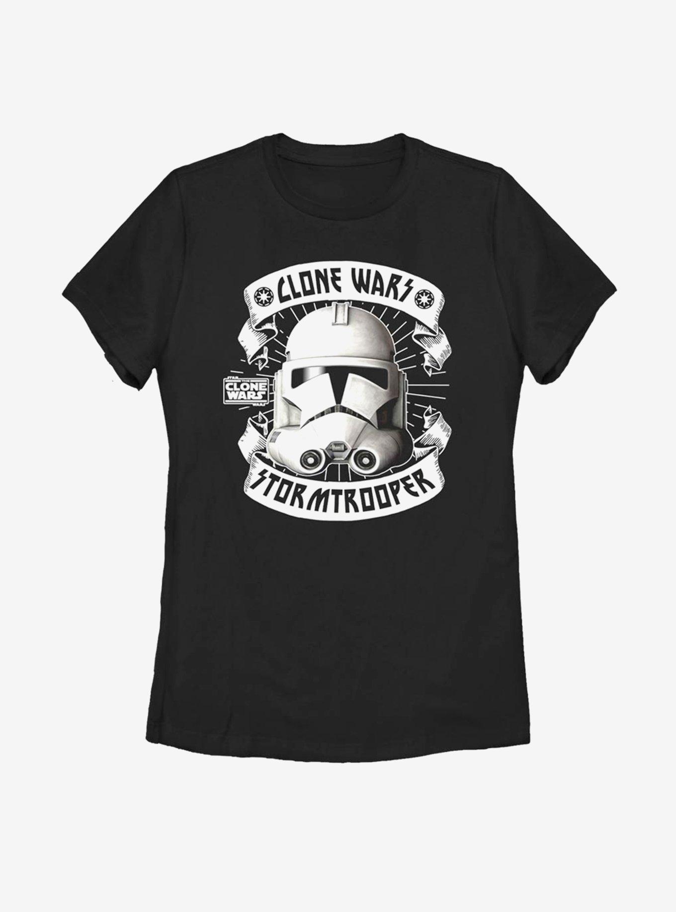 Star Wars: The Clone Wars Banner Trooper Womens T-Shirt, BLACK, hi-res