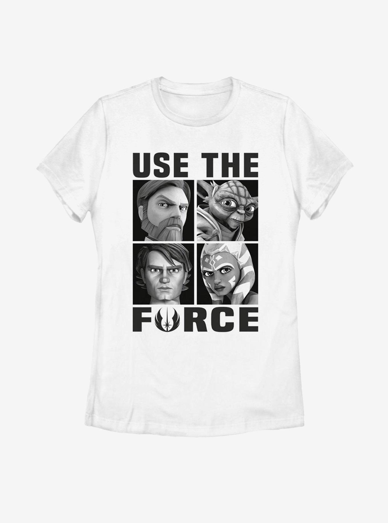 Star Wars: The Clone Wars Use The Force Womens T-Shirt, WHITE, hi-res