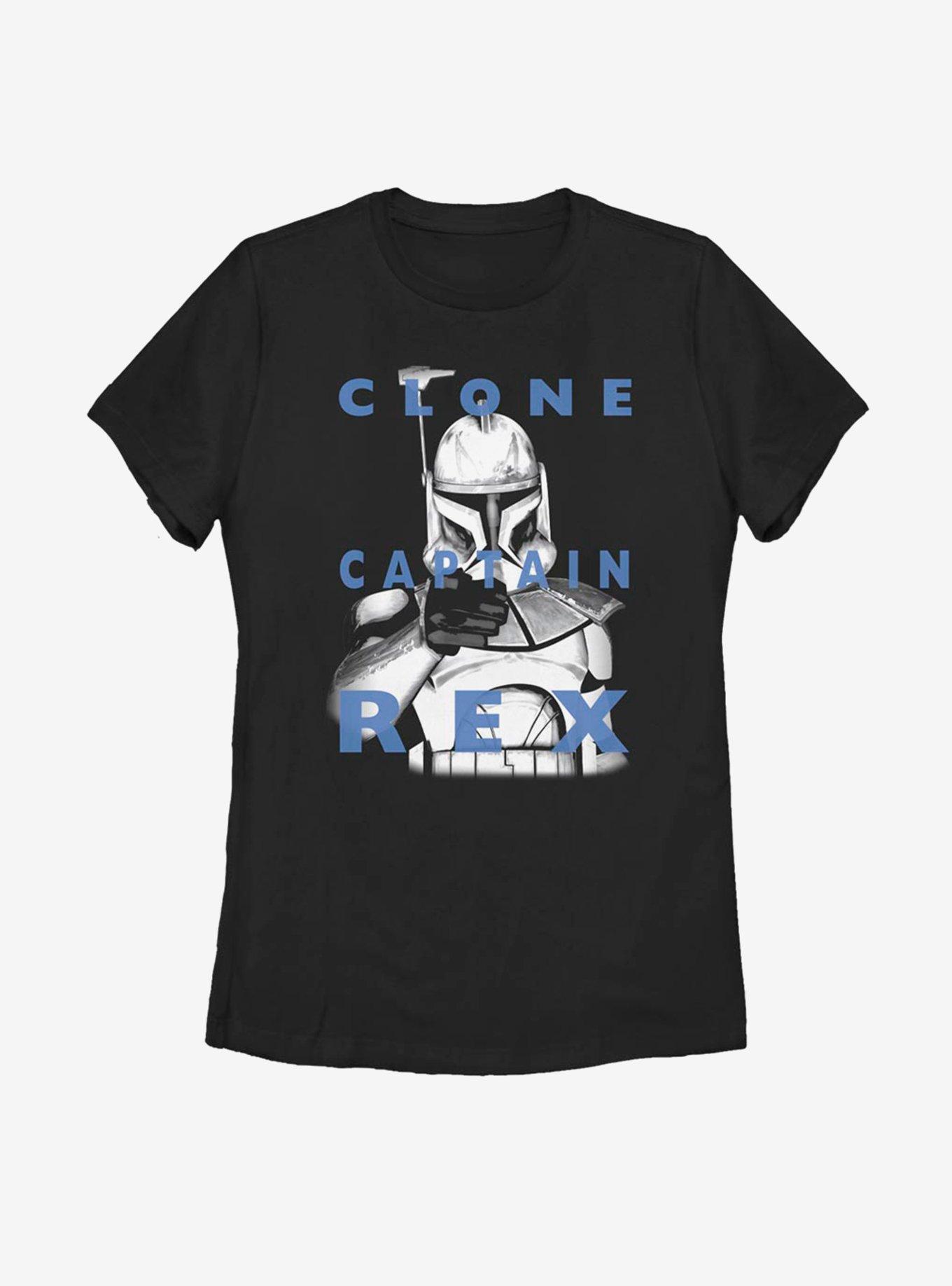 Star Wars: The Clone Wars Clone Captain Rex Text Womens T-Shirt, BLACK, hi-res