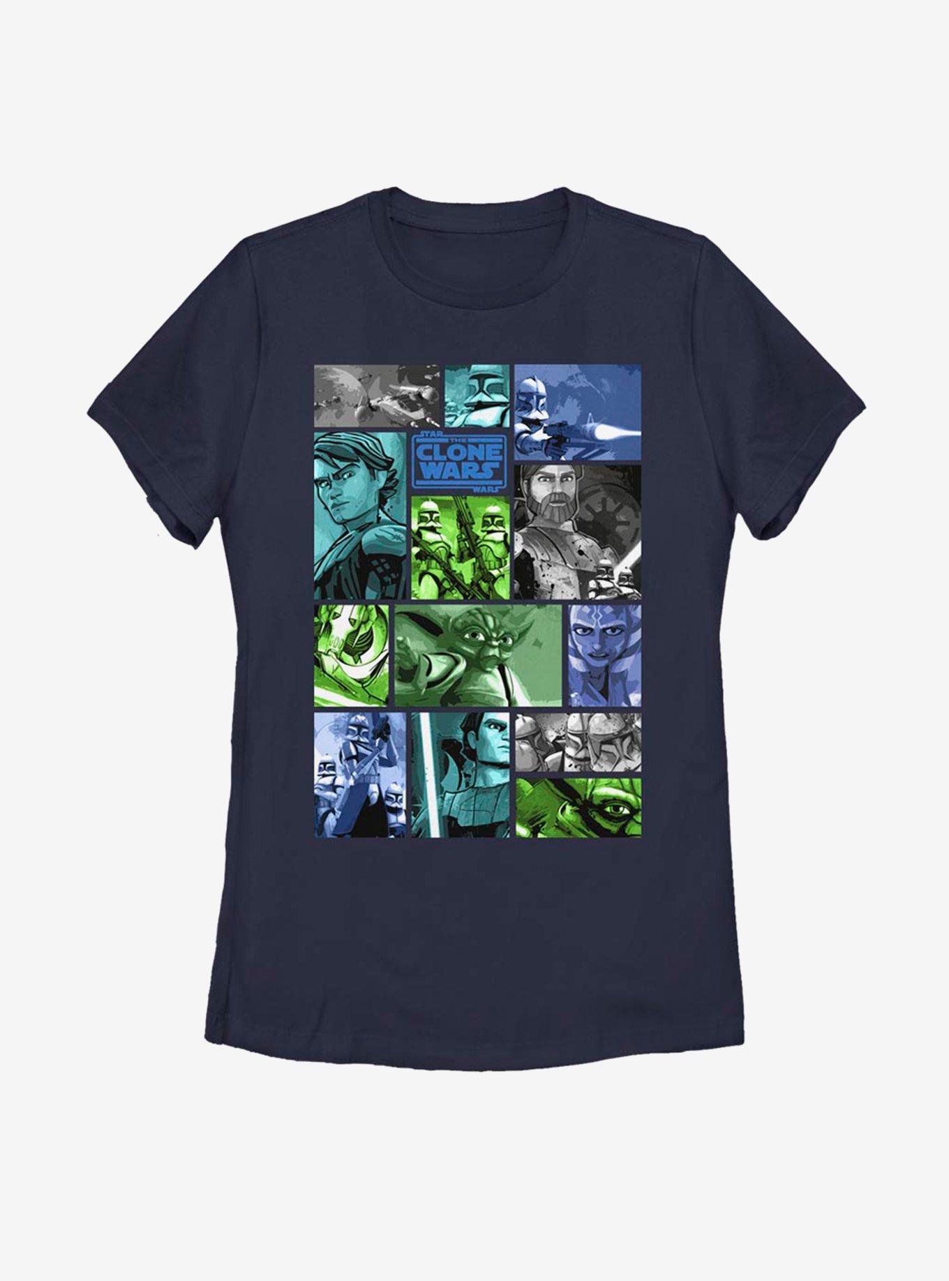 Star Wars: The Clone Wars Story Squares Womens T-Shirt, NAVY, hi-res
