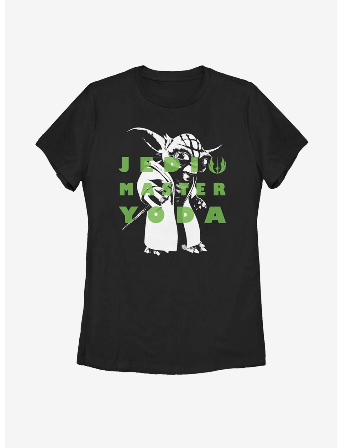 Star Wars: The Clone Wars Yoda Text Womens T-Shirt, BLACK, hi-res