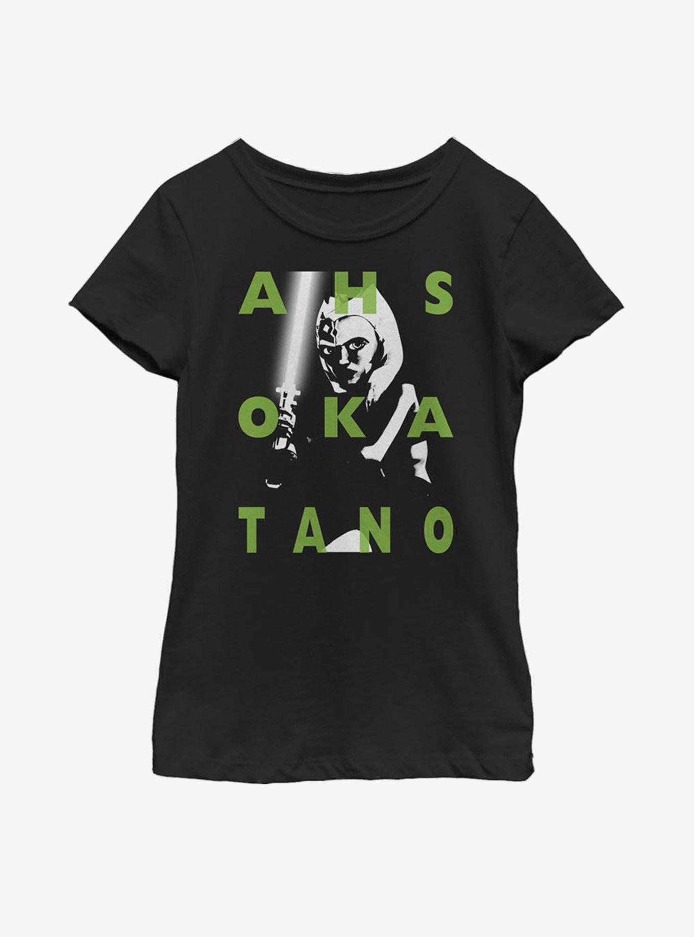 Star Wars: The Clone Wars Ahsoka Text Youth Girls T-Shirt, BLACK, hi-res