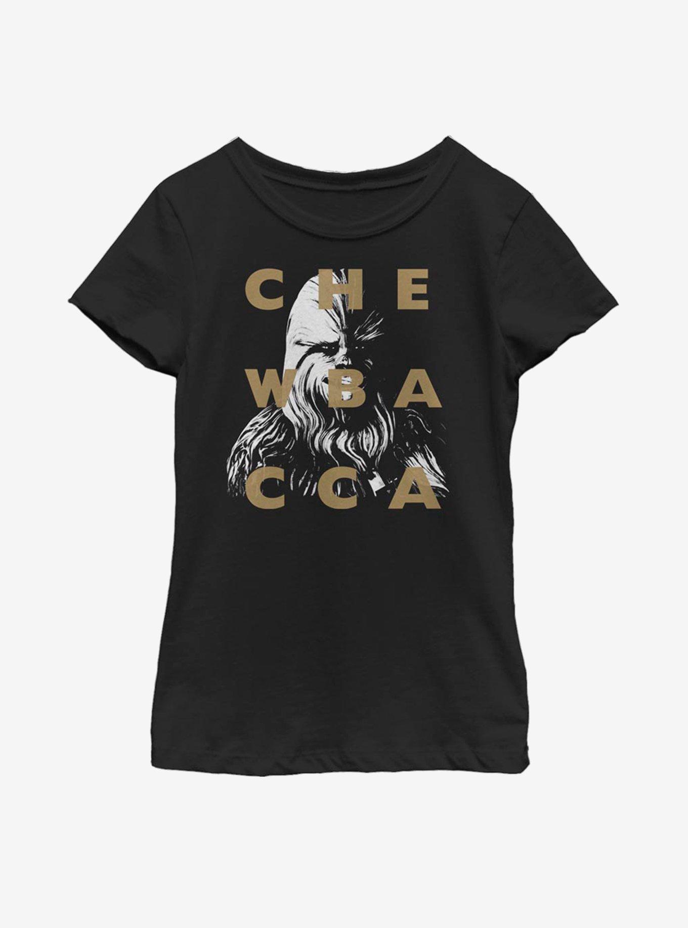 Star Wars: The Clone Wars Chewbacca Text Youth Girls T-Shirt, BLACK, hi-res