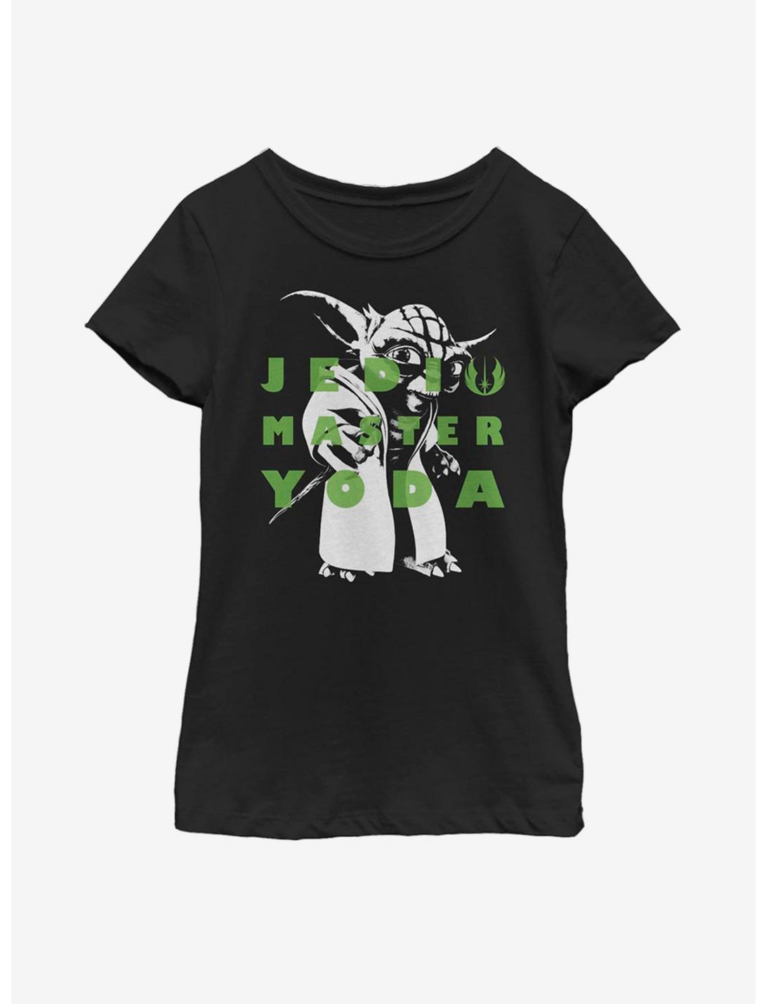 Plus Size Star Wars: The Clone Wars Yoda Text Youth Girls T-Shirt, BLACK, hi-res