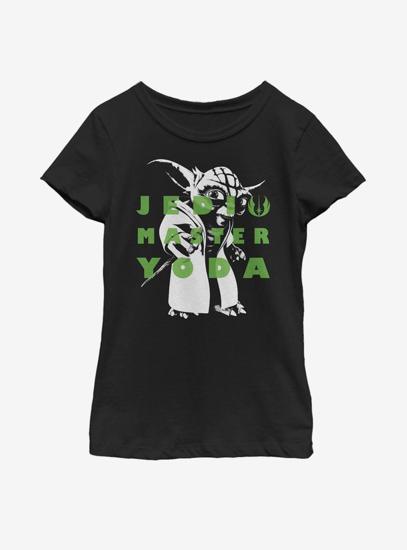 Star Wars: The Clone Wars Yoda Text Youth Girls T-Shirt, BLACK, hi-res