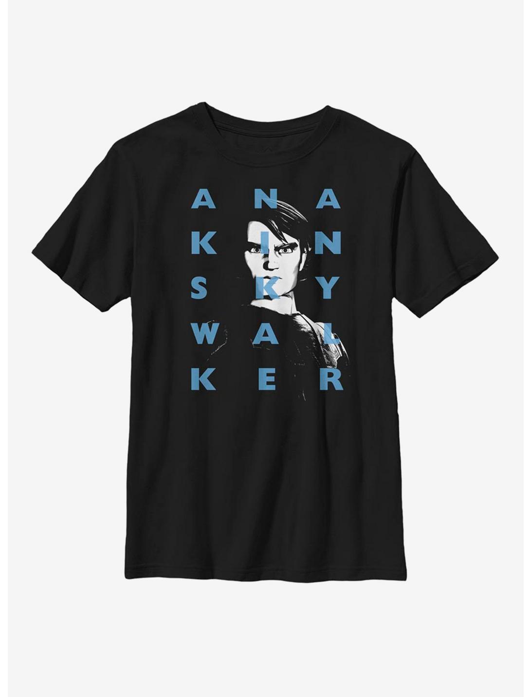 Star Wars: The Clone Wars Anakin Text Youth T-Shirt, BLACK, hi-res