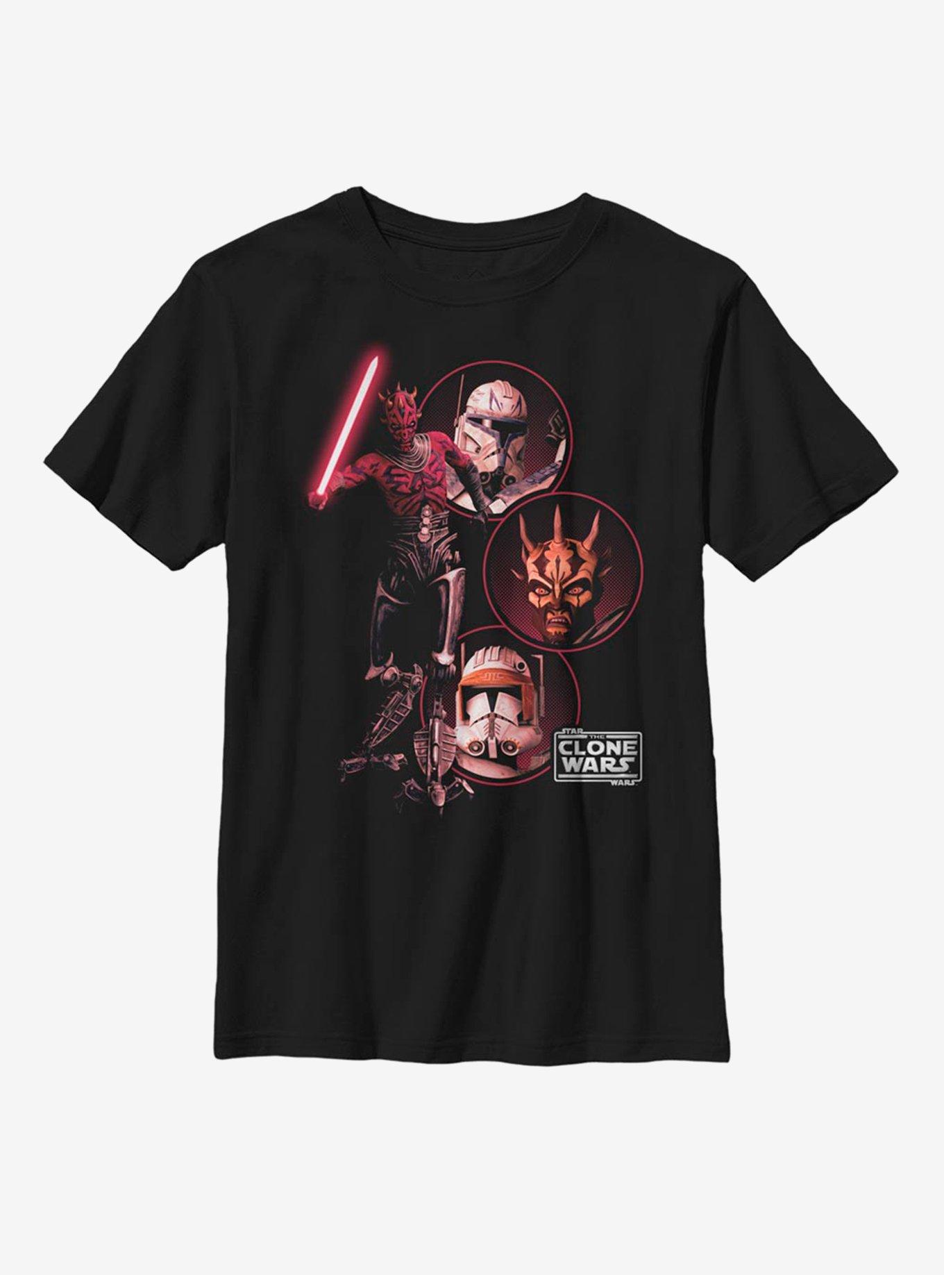 Star Wars: The Clone Wars Dark Side Group Youth T-Shirt, BLACK, hi-res