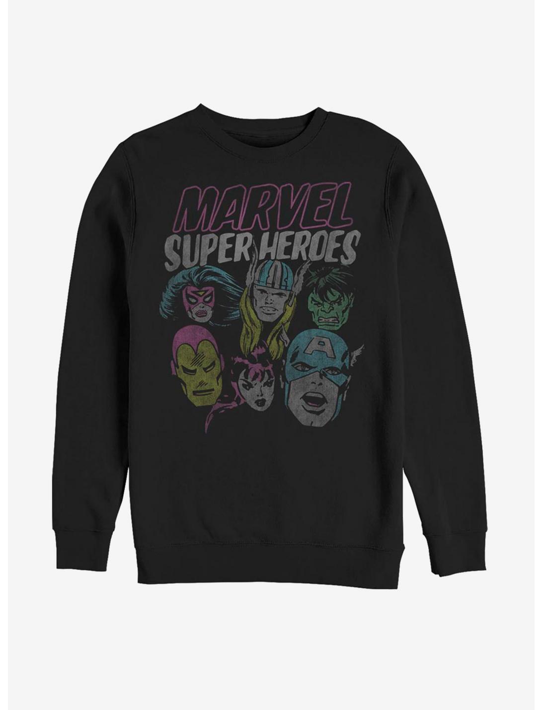 Marvel Avengers Super Heroes Distressed Sweatshirt, BLACK, hi-res