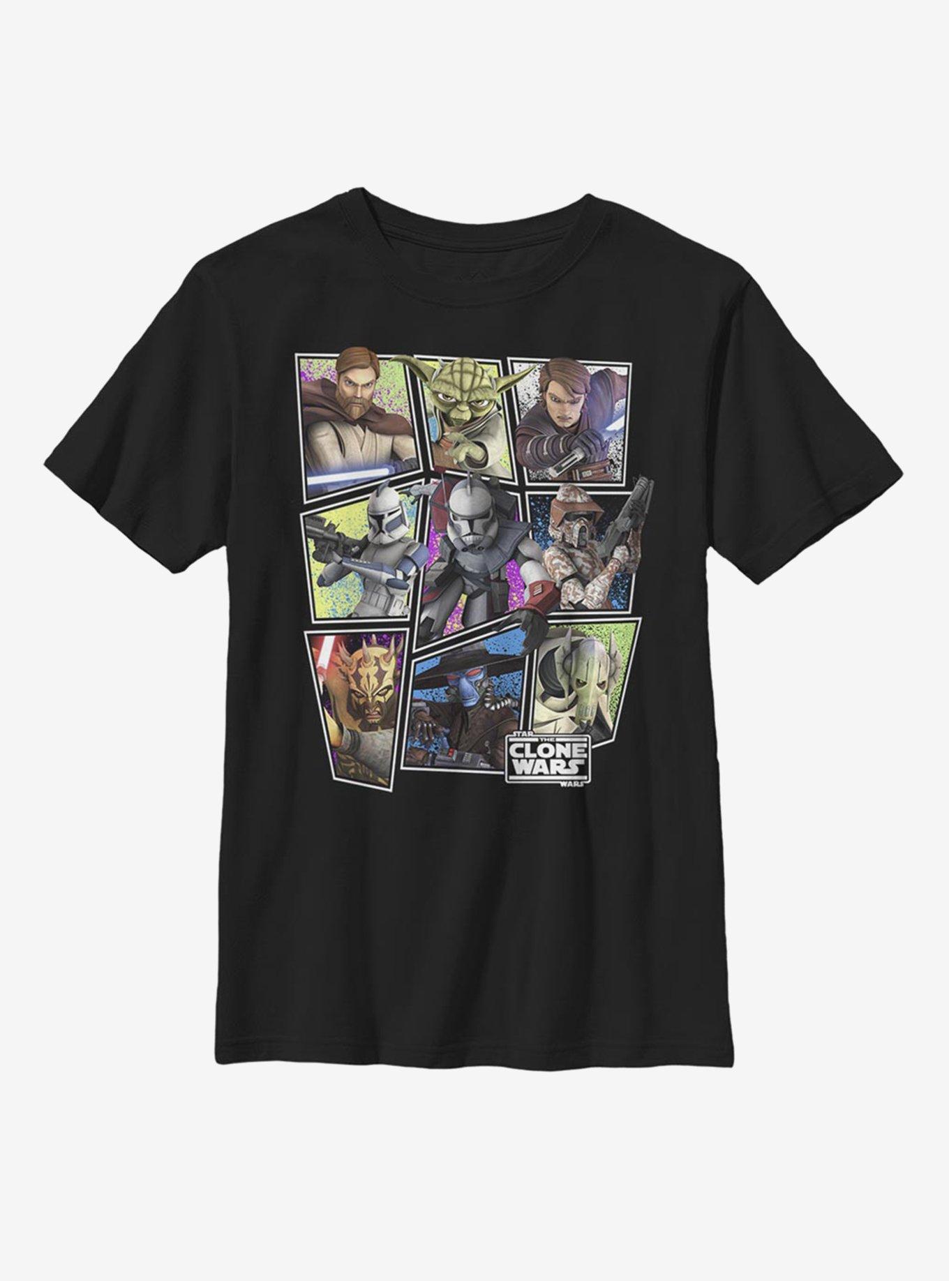 Star Wars: The Clone Wars Scattered Group Youth T-Shirt, BLACK, hi-res