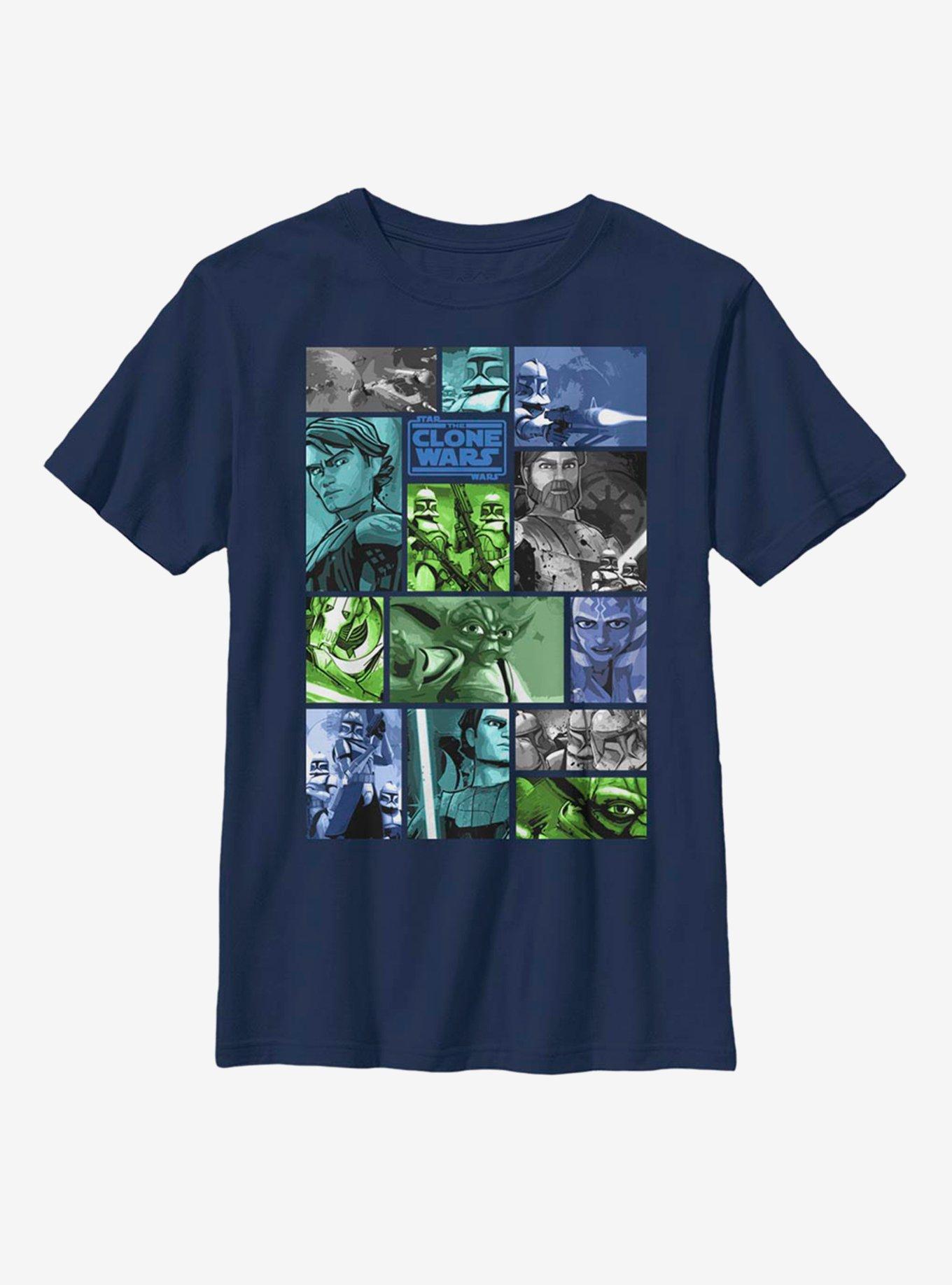 Star Wars: The Clone Wars Story Squares Youth T-Shirt, NAVY, hi-res