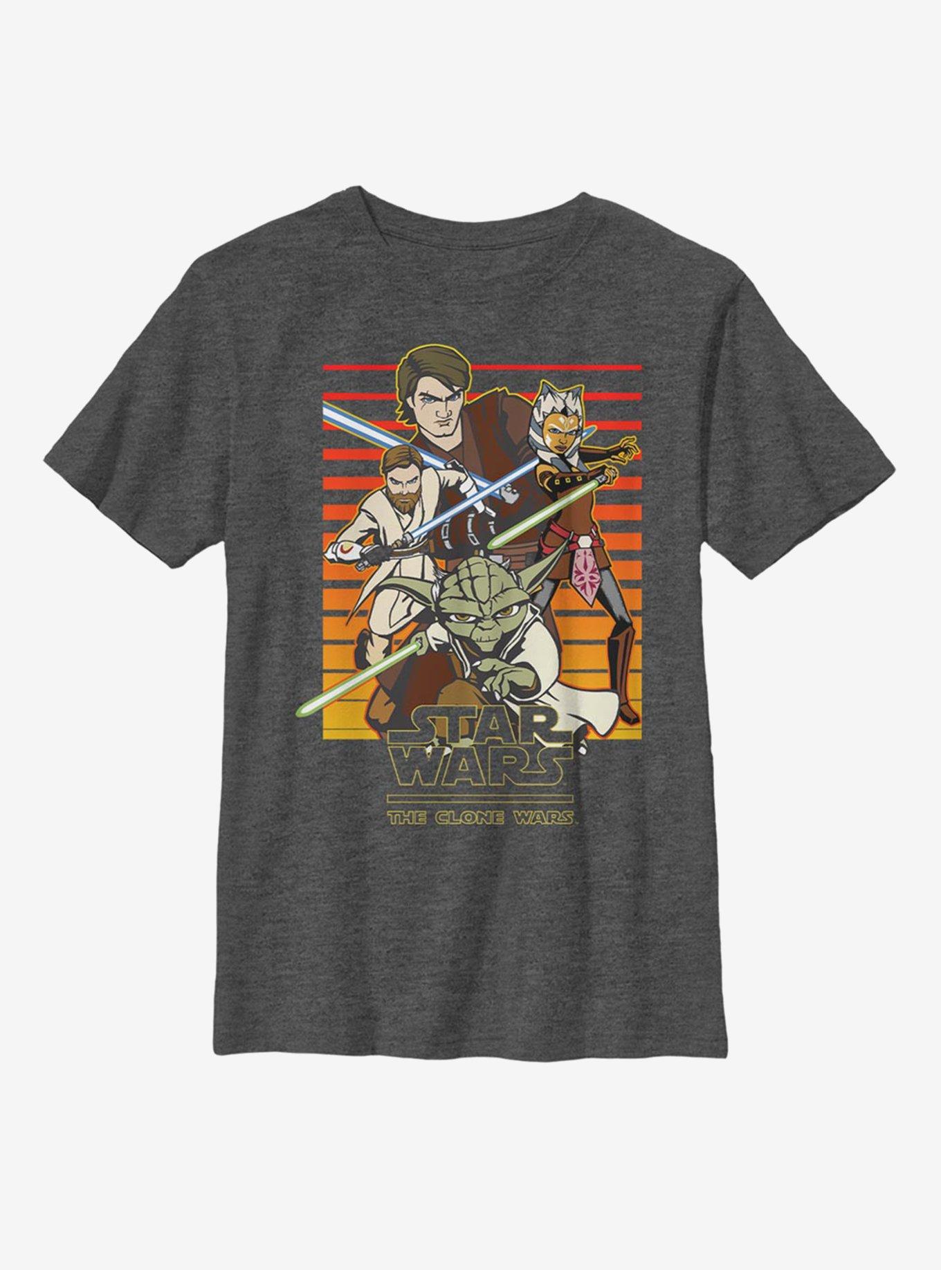 Star Wars: The Clone Wars Heroes Line Up Youth T-Shirt, CHAR HTR, hi-res view 1