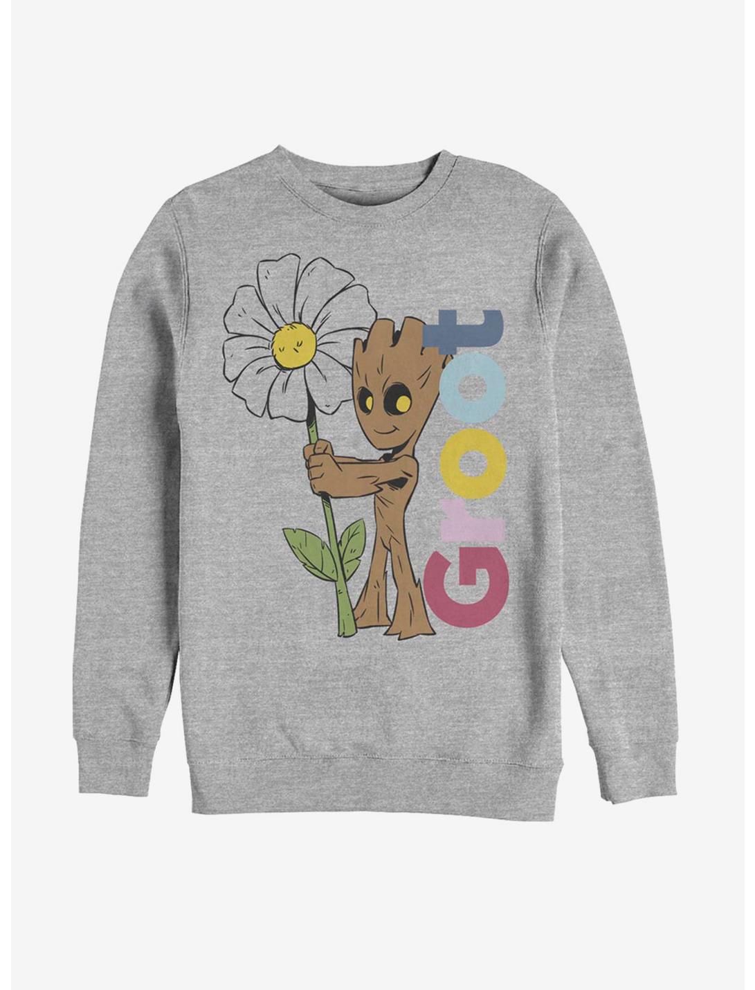 Marvel Guardians Of The Galaxy Picking Flowers Groot Sweatshirt, ATH HTR, hi-res