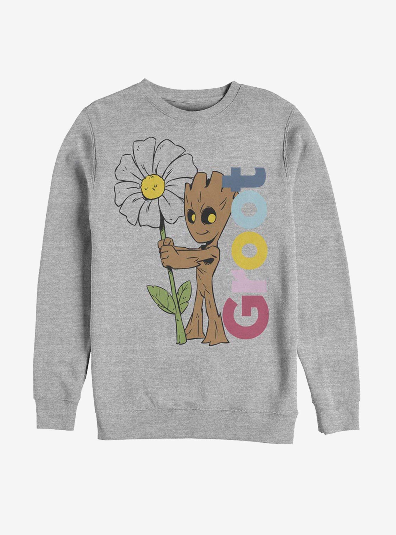 Marvel Guardians Of The Galaxy Picking Flowers Groot Sweatshirt, ATH HTR, hi-res