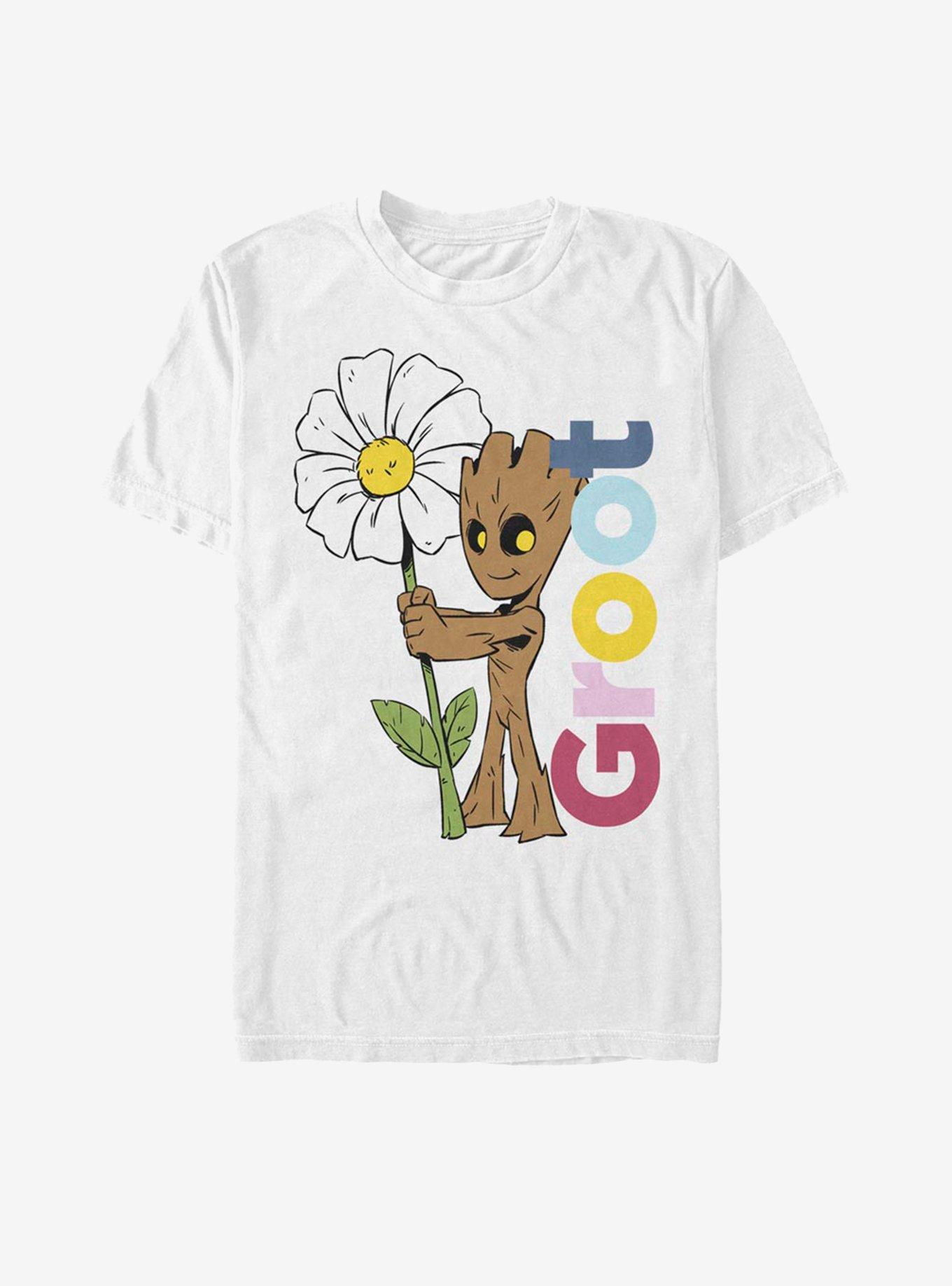 Marvel Guardians Of The Galaxy Picking Flowers Groot T-Shirt - WHITE ...