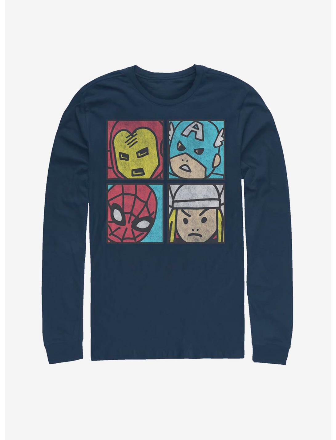 Marvel Avengers Pop Squares Long-Sleeve T-Shirt, NAVY, hi-res