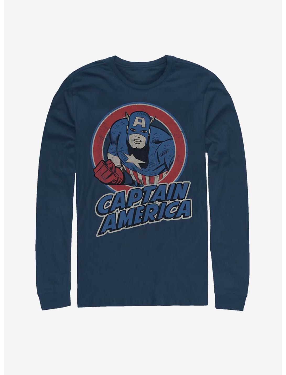 Marvel Captain America Vintage Long-Sleeve T-Shirt, NAVY, hi-res