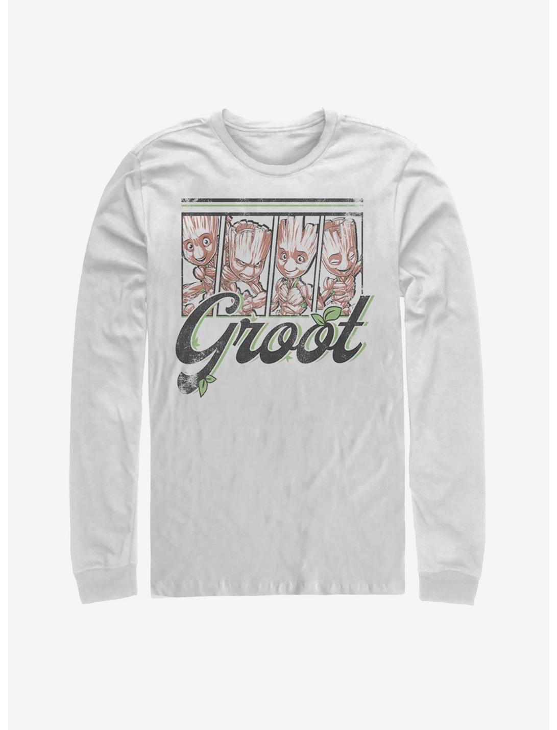 Marvel Guardians Of The Galaxy Four Panel Groot Long-Sleeve T-Shirt, WHITE, hi-res