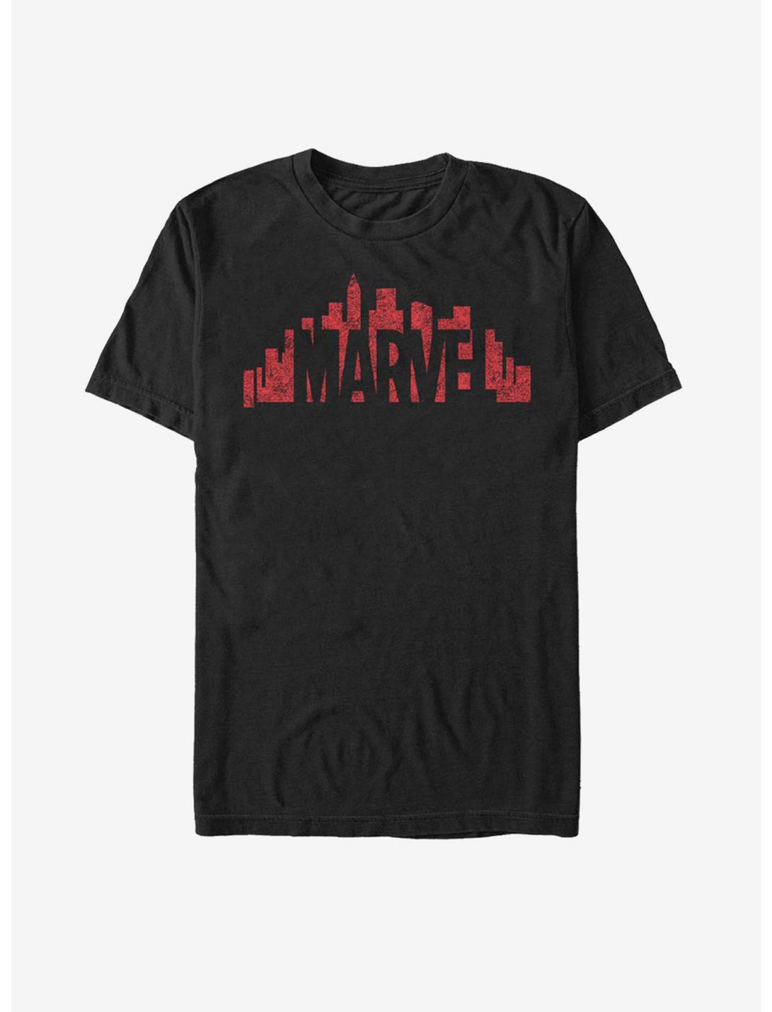 Marvel Skyline Logo T-Shirt, BLACK, hi-res