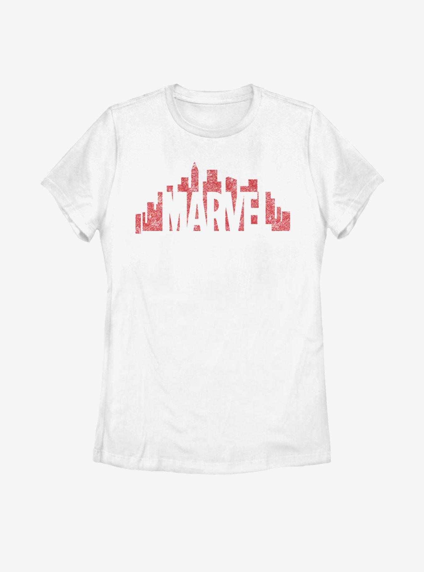 Marvel Skyline Logo Womens T-Shirt, WHITE, hi-res