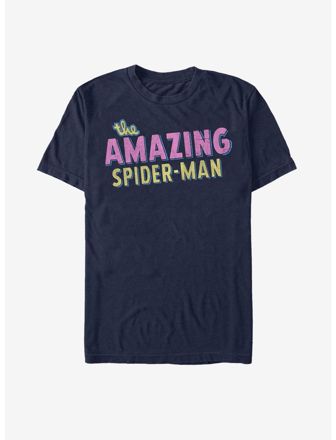 Marvel The Amazing Spider-Man Retro Logo T-Shirt, NAVY, hi-res