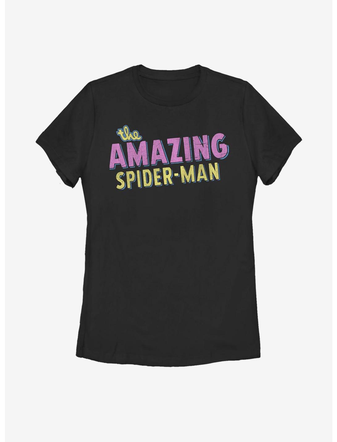 Marvel The Amazing Spider-Man Retro Logo Womens T-Shirt, BLACK, hi-res