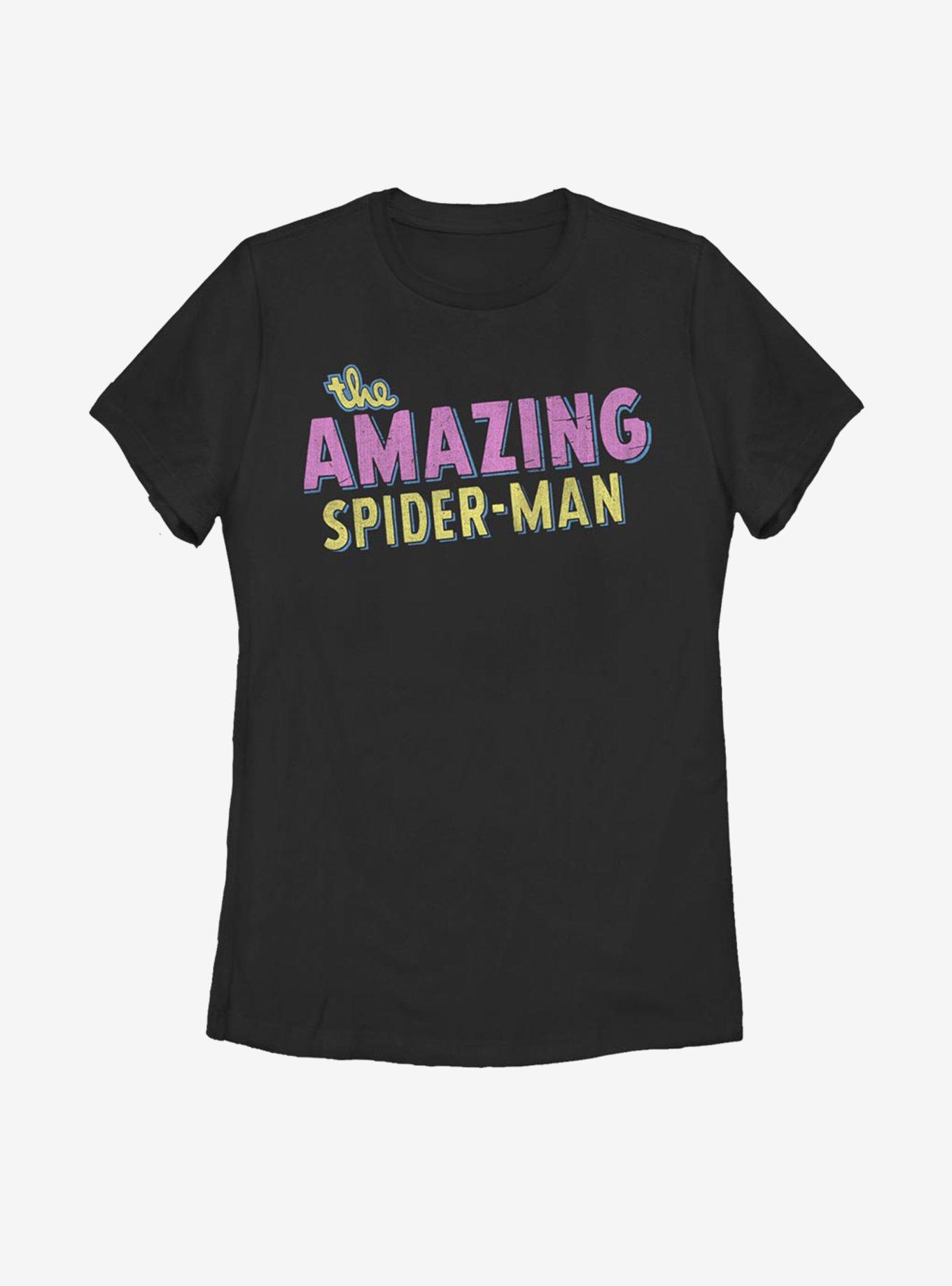 Marvel The Amazing Spider-Man Retro Logo Womens T-Shirt, BLACK, hi-res