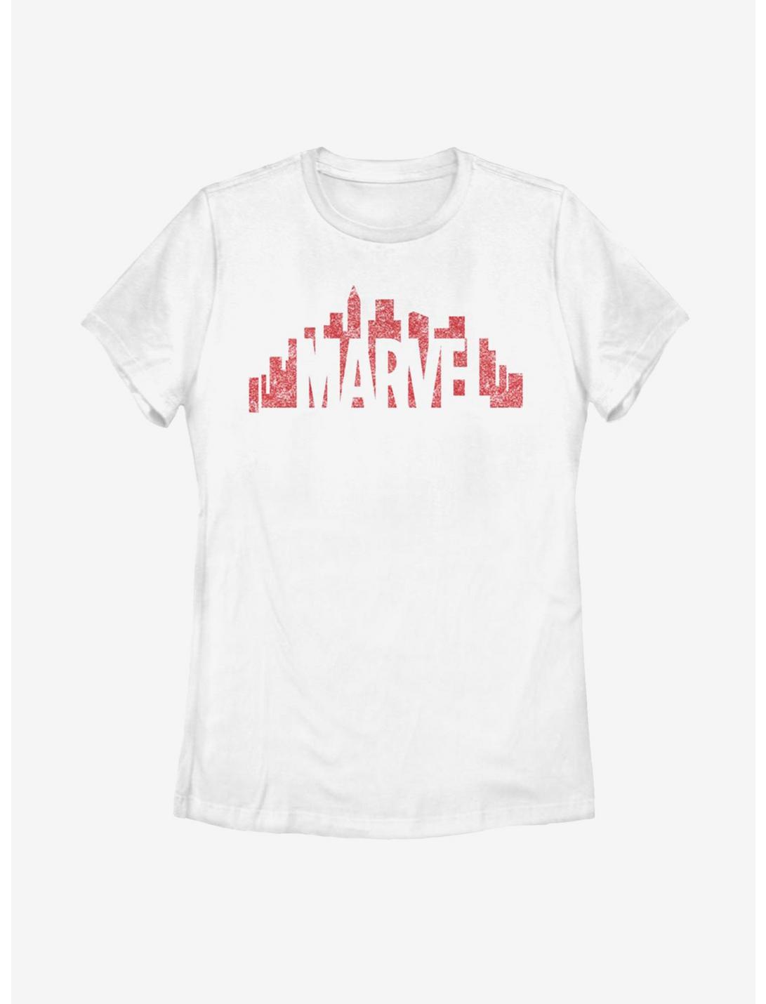 Marvel Skyline Logo Womens T-Shirt, WHITE, hi-res