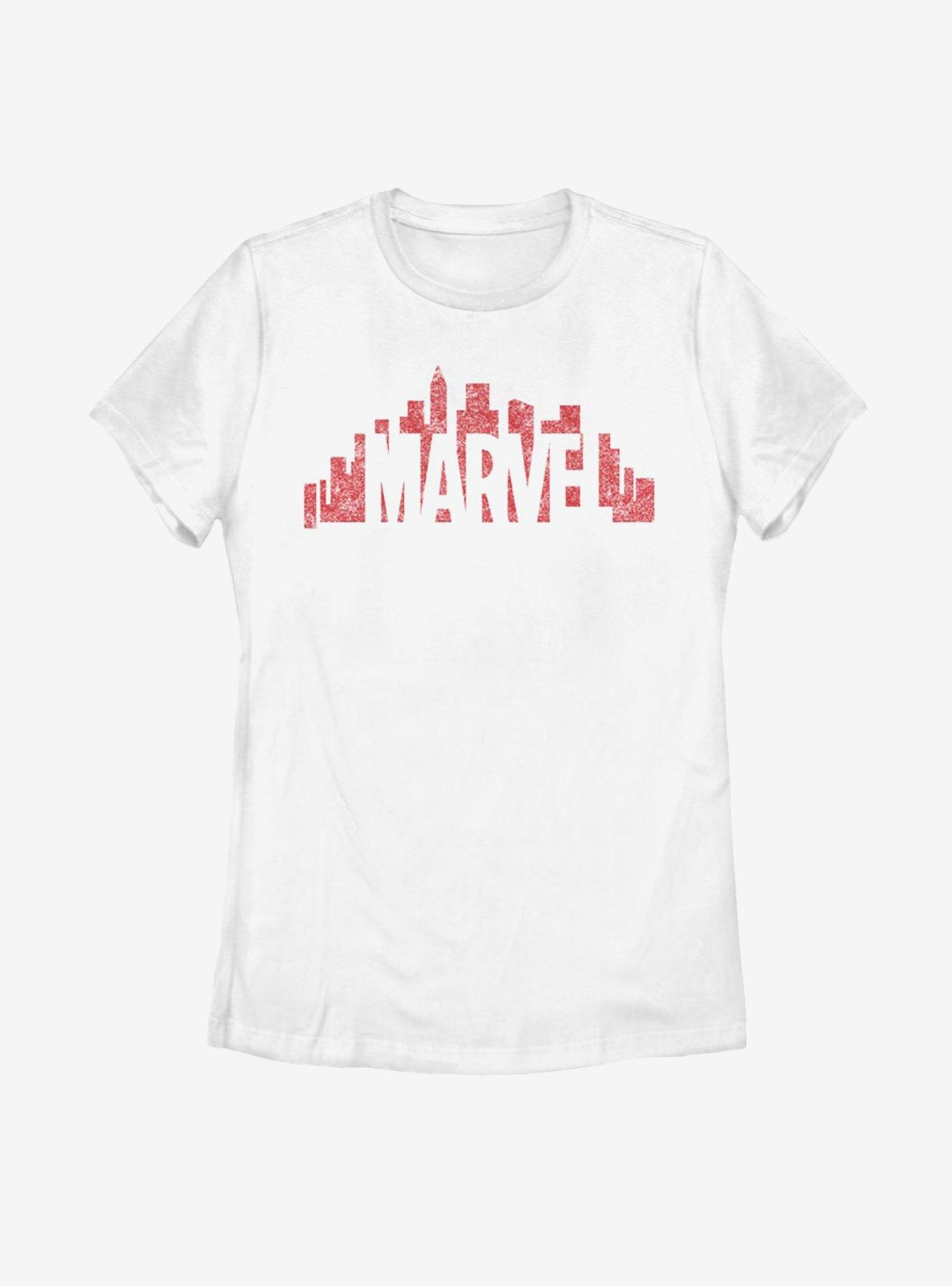 Marvel Skyline Logo Womens T-Shirt, WHITE, hi-res